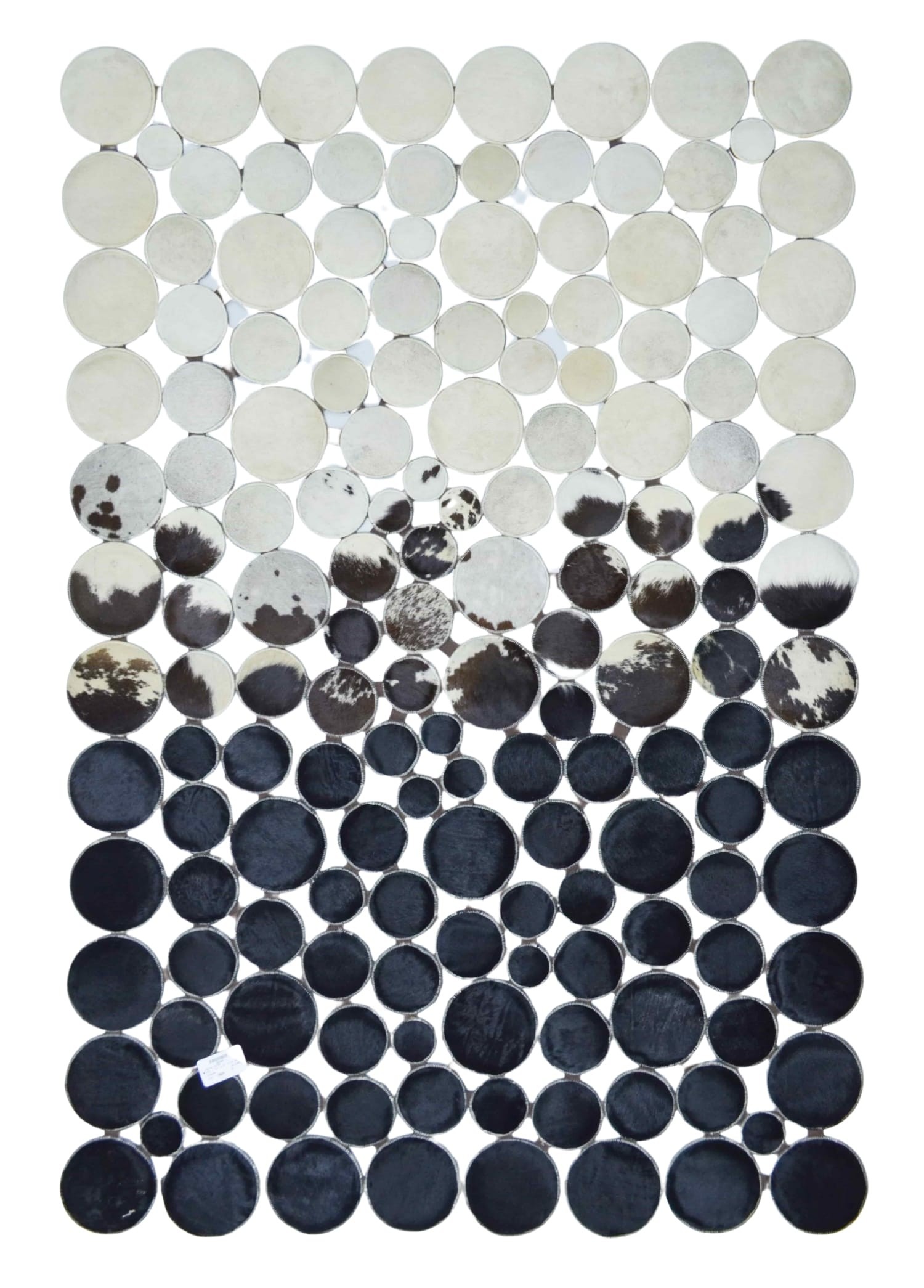 Siyah ve Beyaz Ombre Geçişli Deri Patchwork Halı 120x180 cm (2,16 m²)