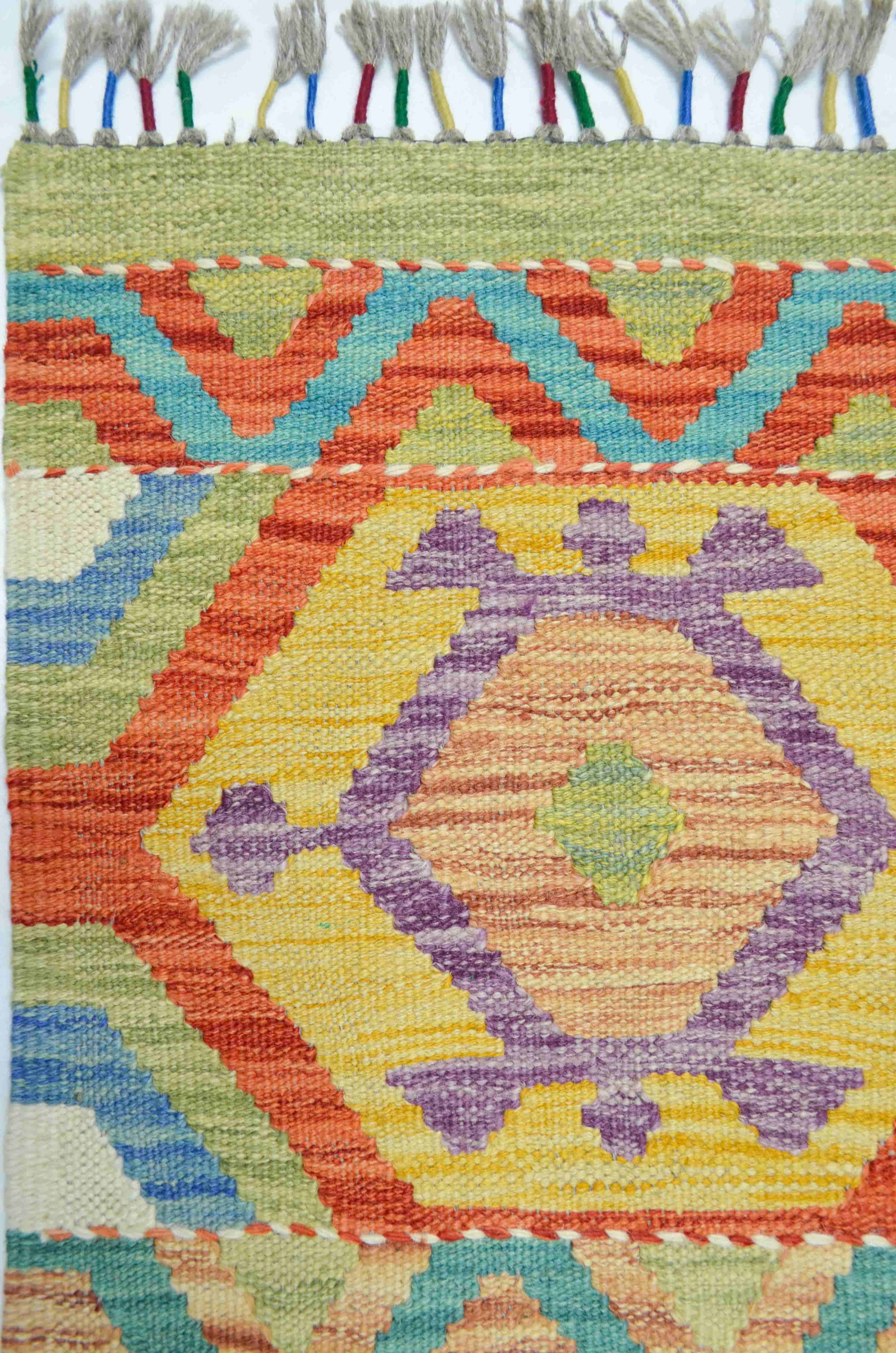 Yün İplikten El Dokuma Afgan Kilim 124x180 cm (2.23 m²)