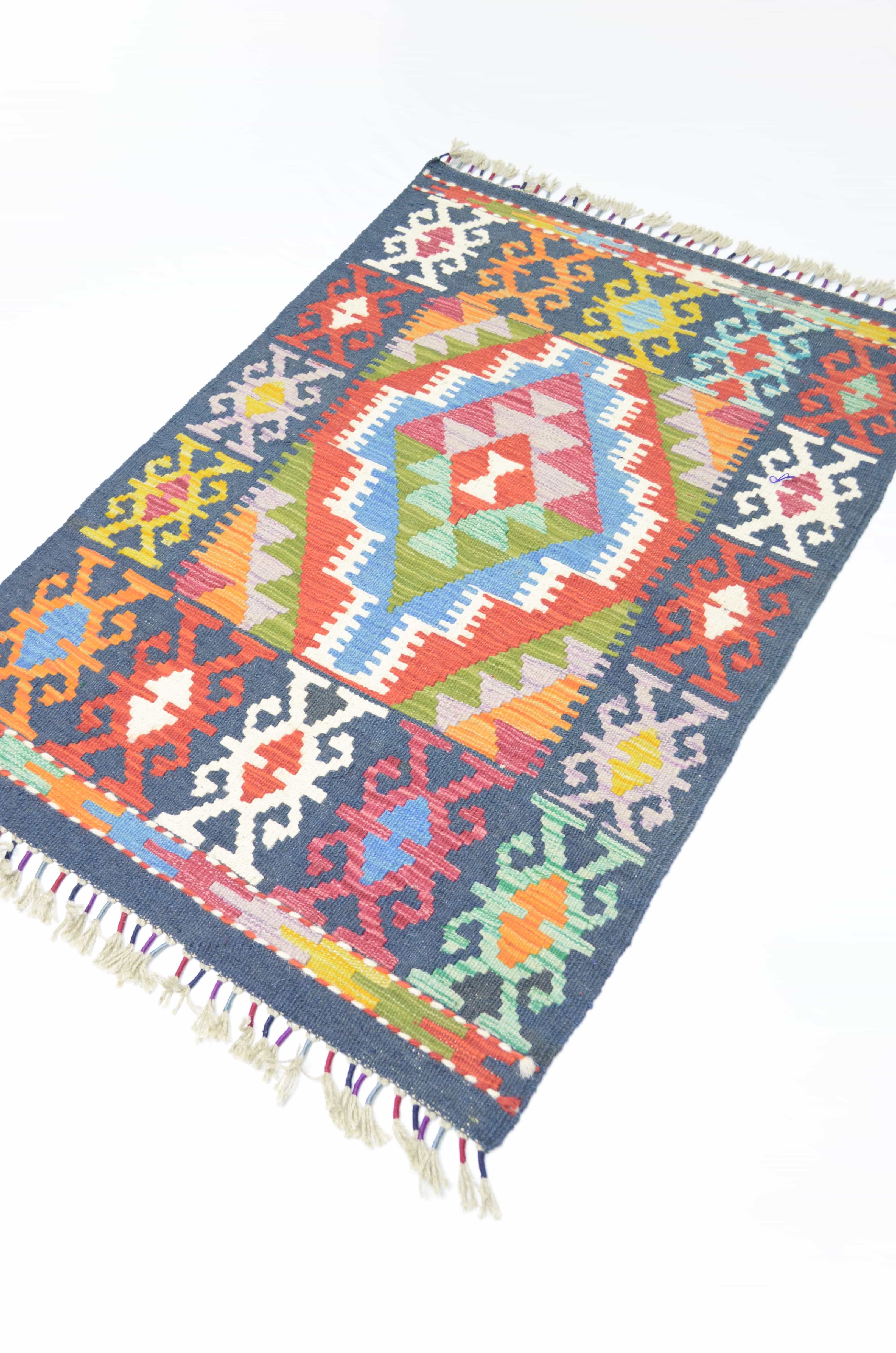 Yün İplikten El Dokuma Afgan Kilim 80x115 cm (0.92 m²)