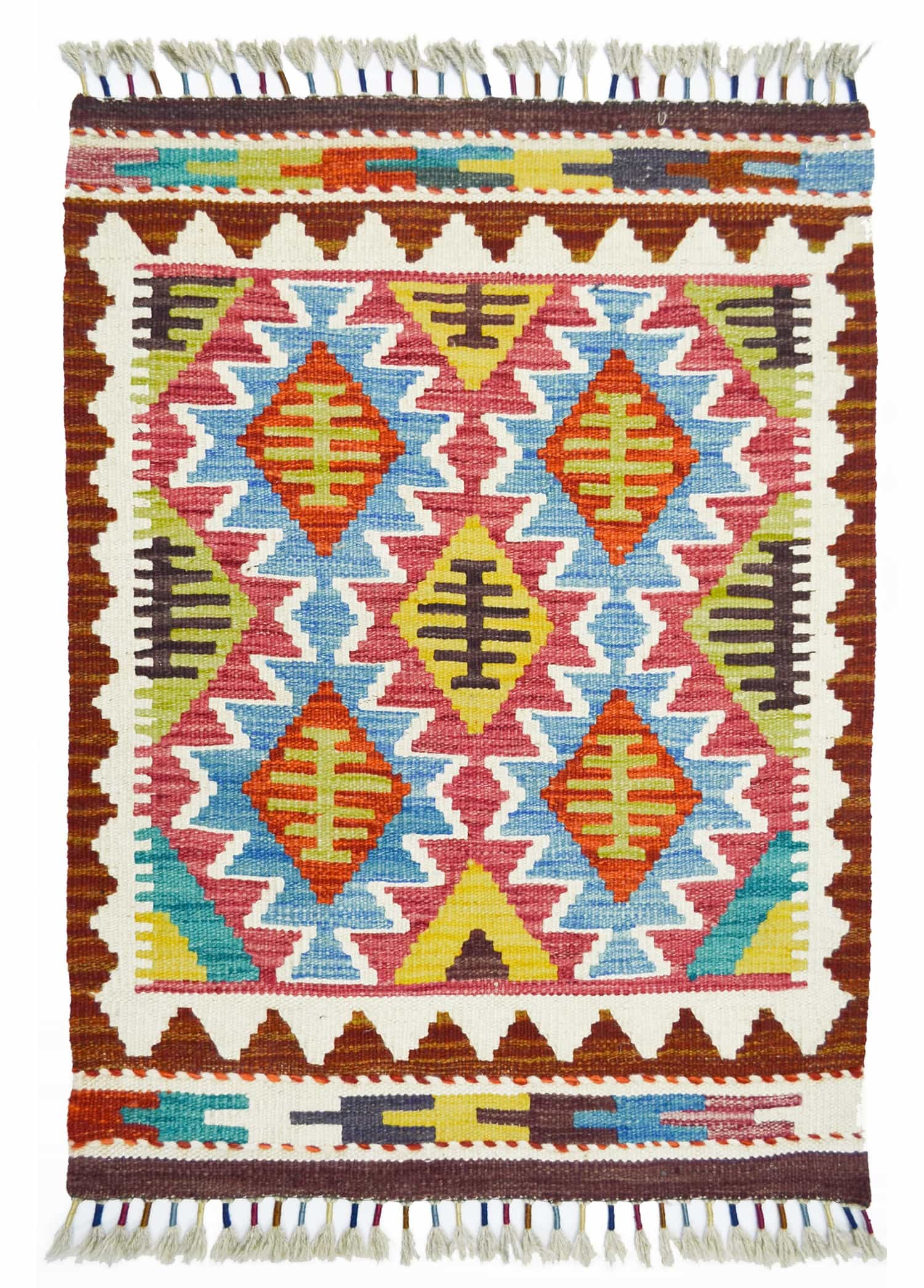 Yün İplikten El Dokuma Afgan Kilim 65x88 cm (0.57 m²)