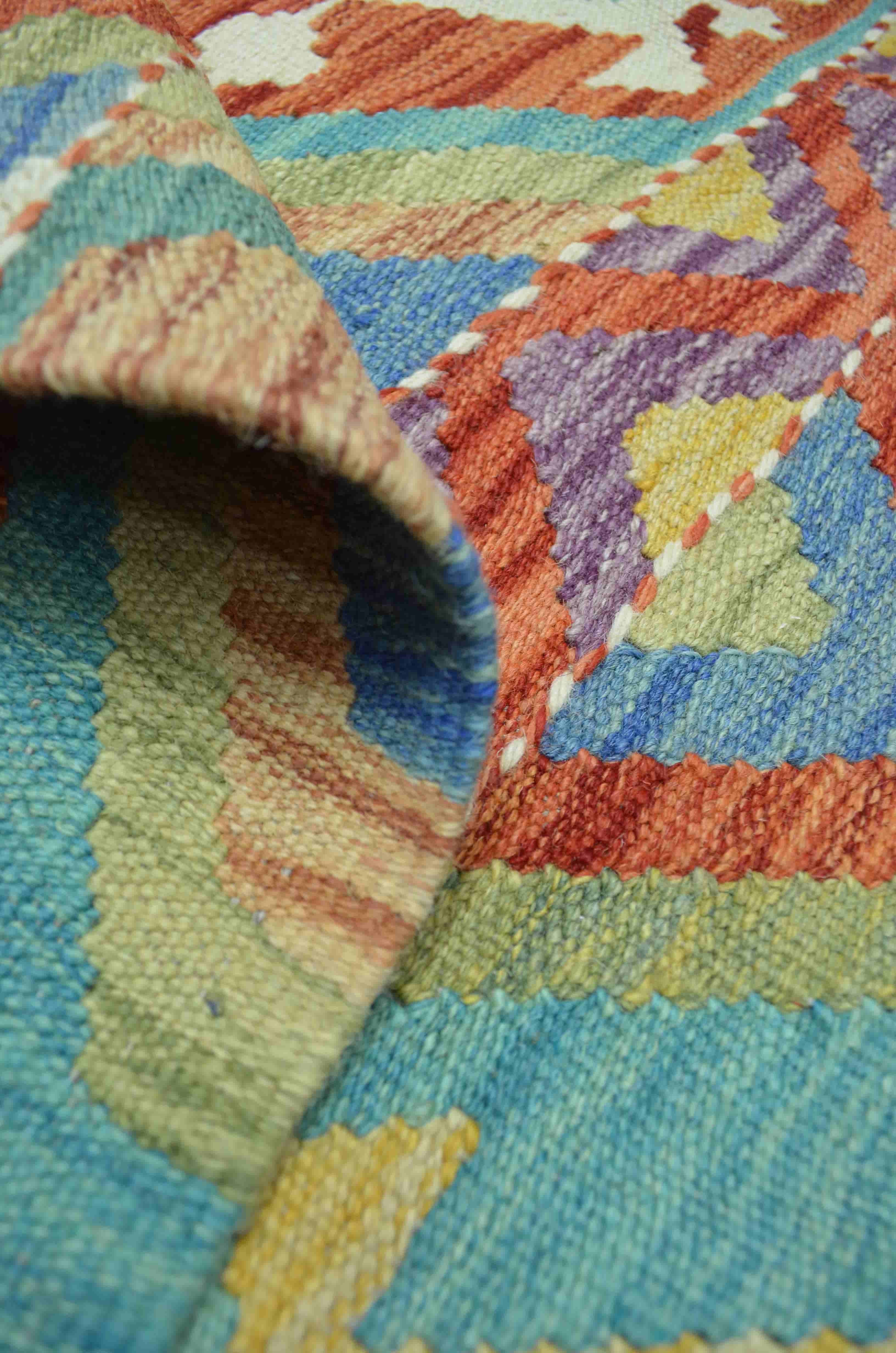 Yün İplikten El Dokuma Afgan Kilim 124x180 cm (2.23 m²)