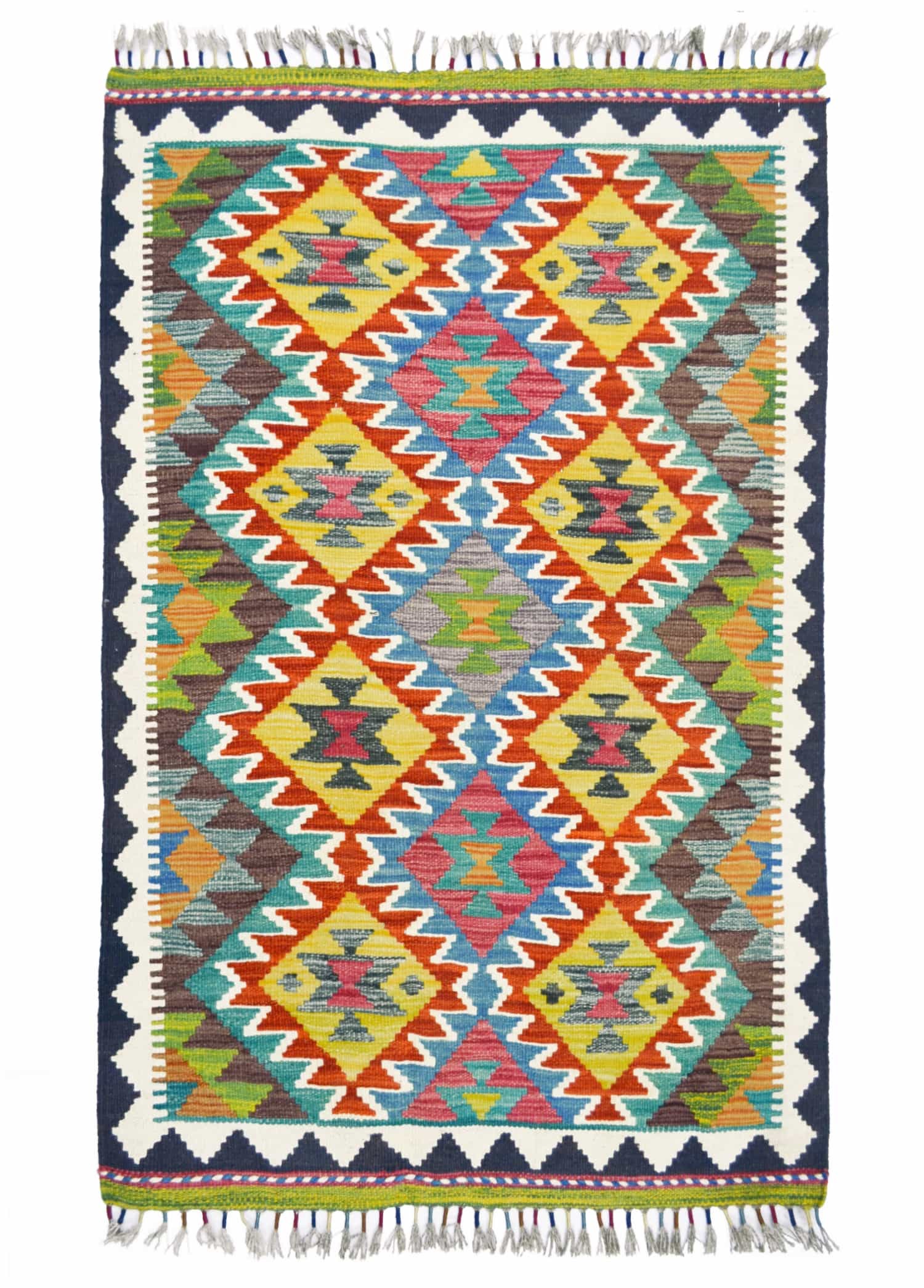 Yün İplikten El Dokuma Afgan Kilim 80x130 cm (1.04 m²)