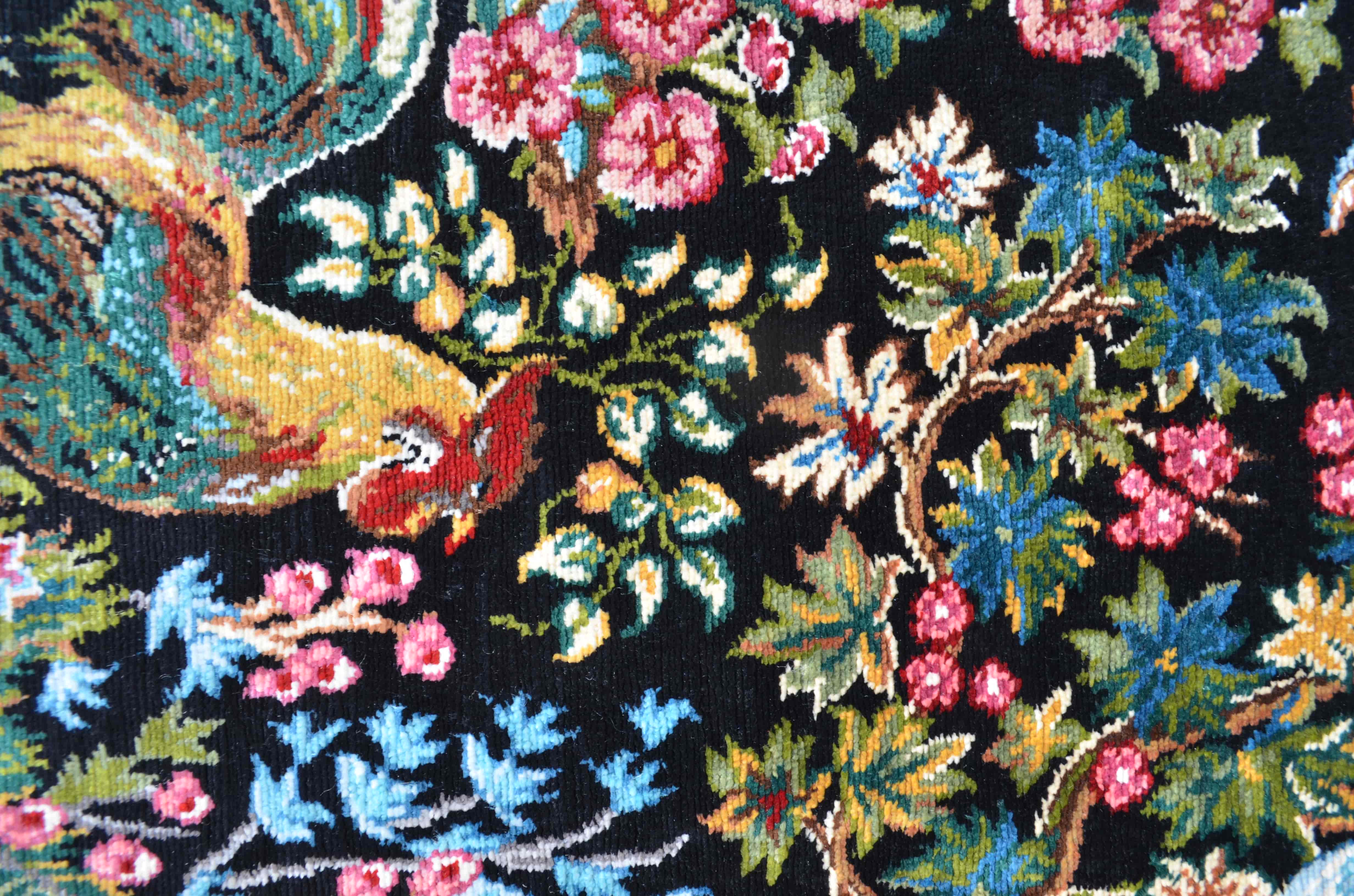 Doğa Tasvirli Saf İpek El Dokuma Duvar Halısı (30x50 cm)