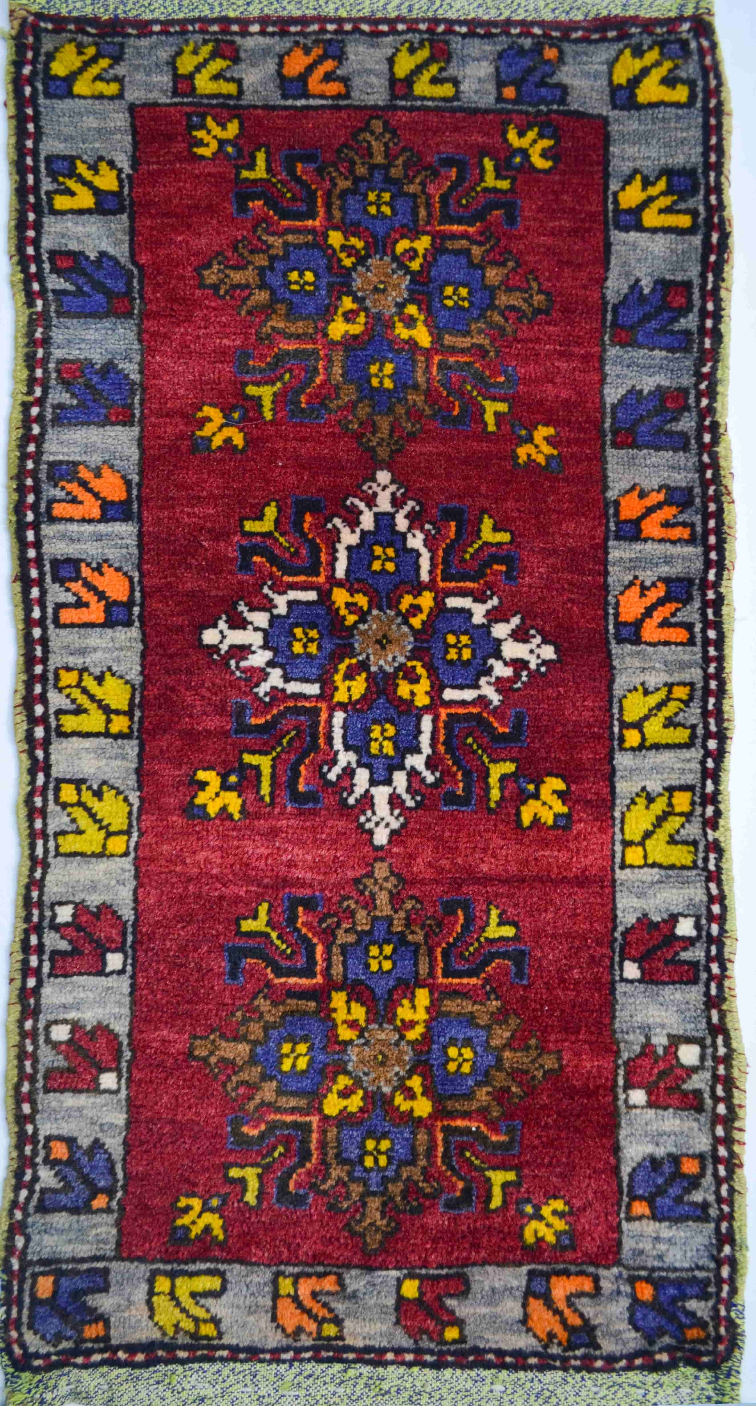 El Dokuma Vintage Tarzı Küçük Yün Sivas Halısı (53x105 cm, 0.55 m²)