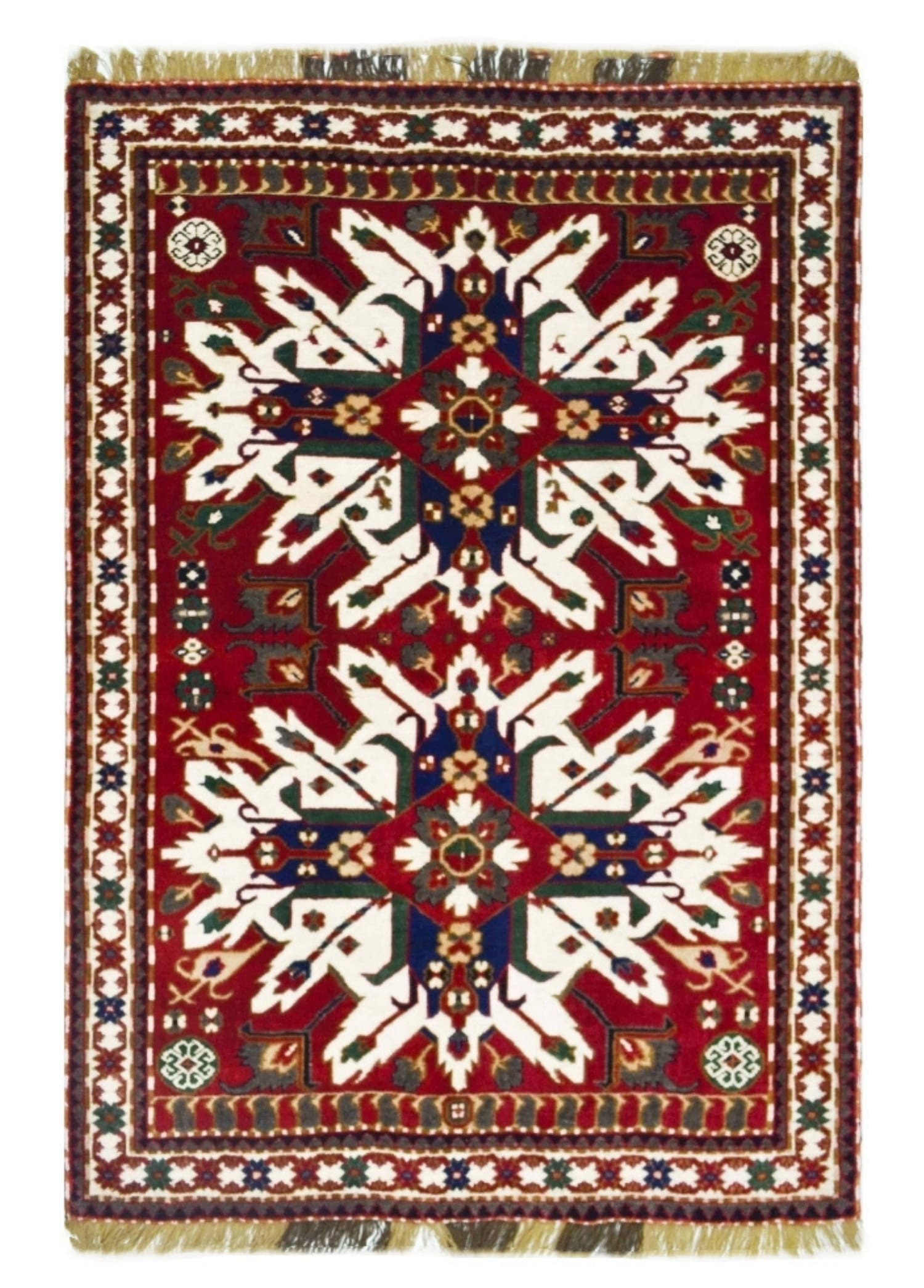 Ejder Motifli Yünden El Dokuma Bordo Renk Kars Halısı 146x198 cm (2.89 m²)