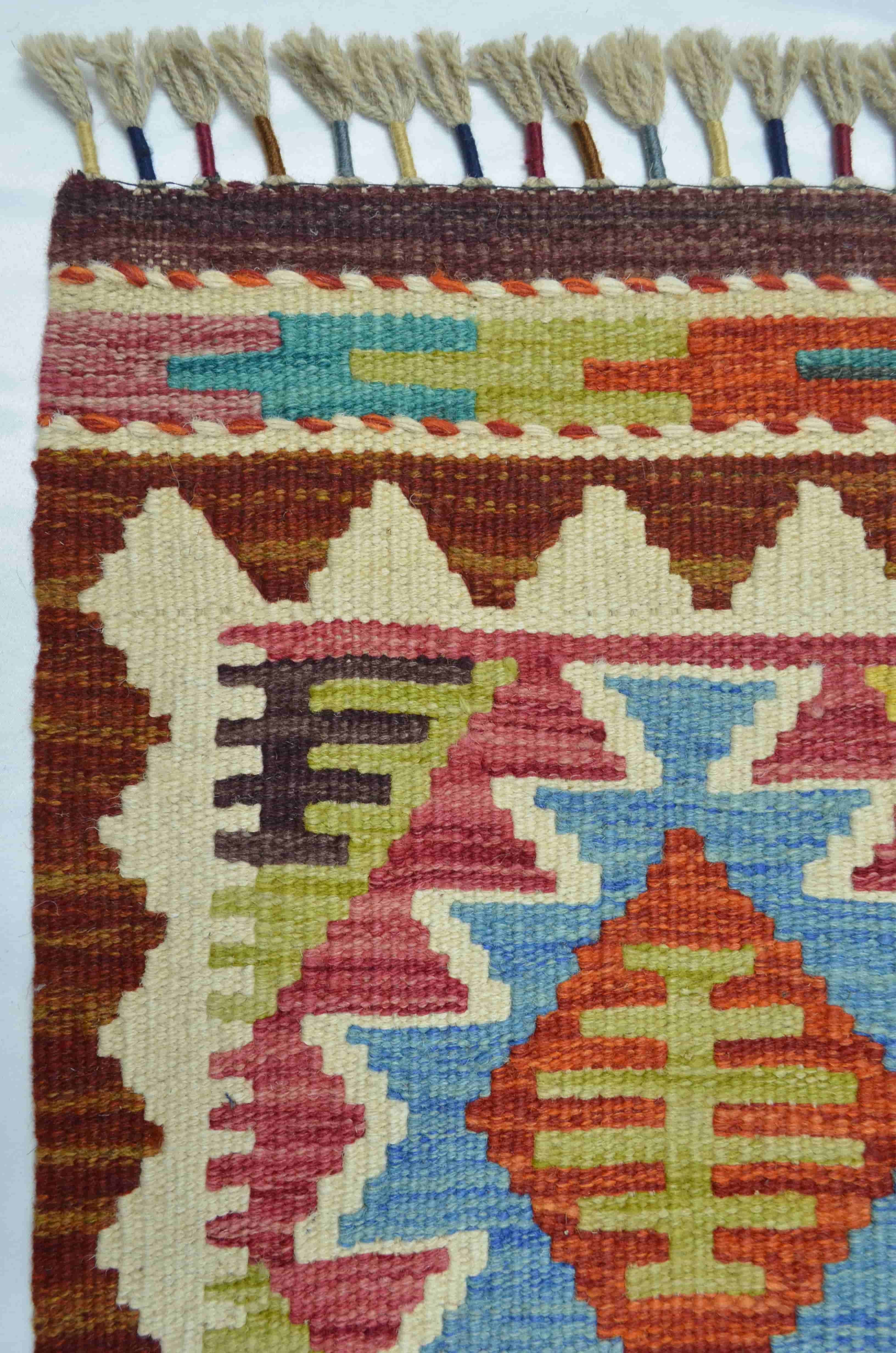 Yün İplikten El Dokuma Afgan Kilim 65x88 cm (0.57 m²)