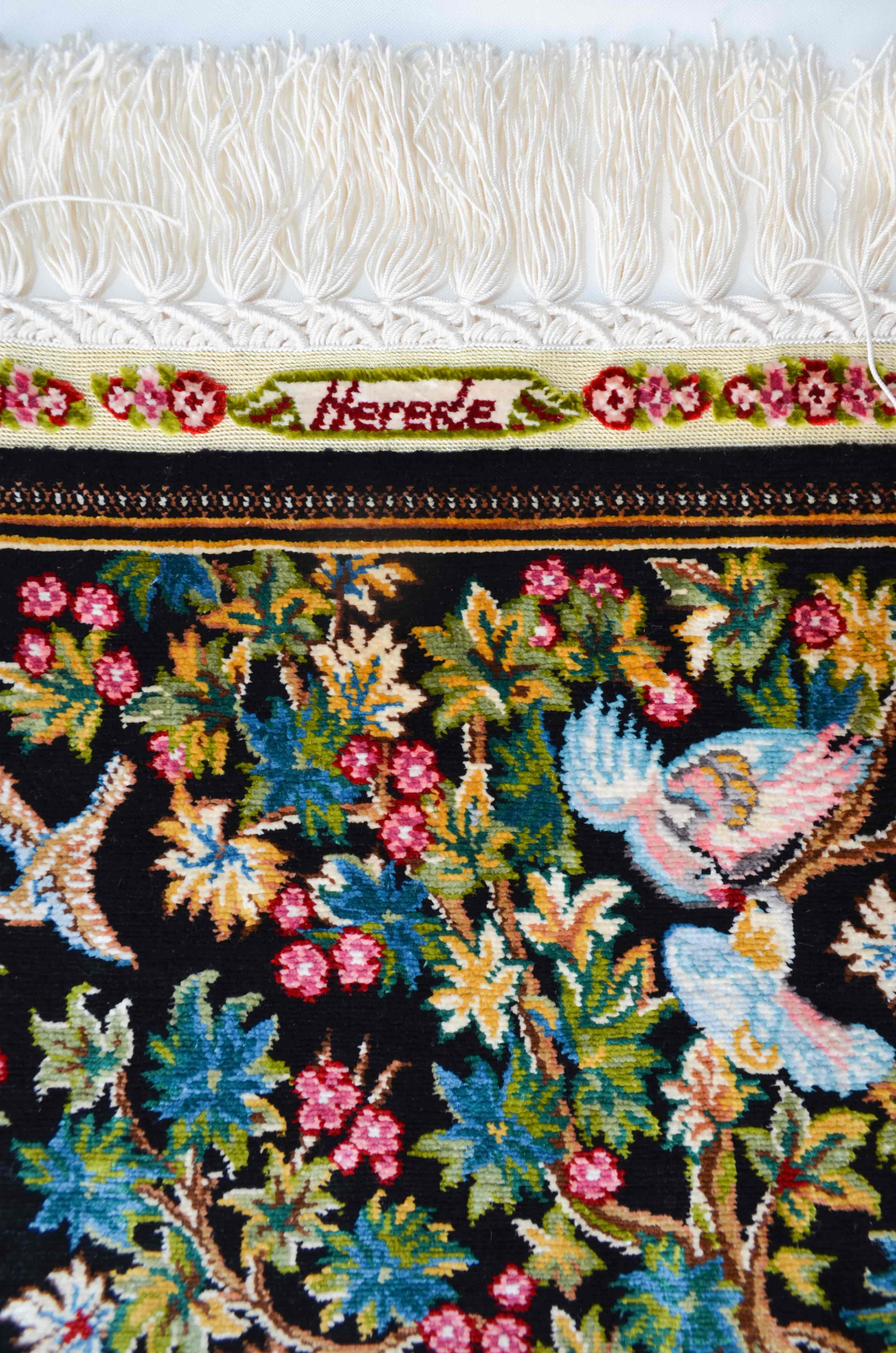 Doğa Tasvirli Saf İpek El Dokuma Duvar Halısı (30x50 cm)