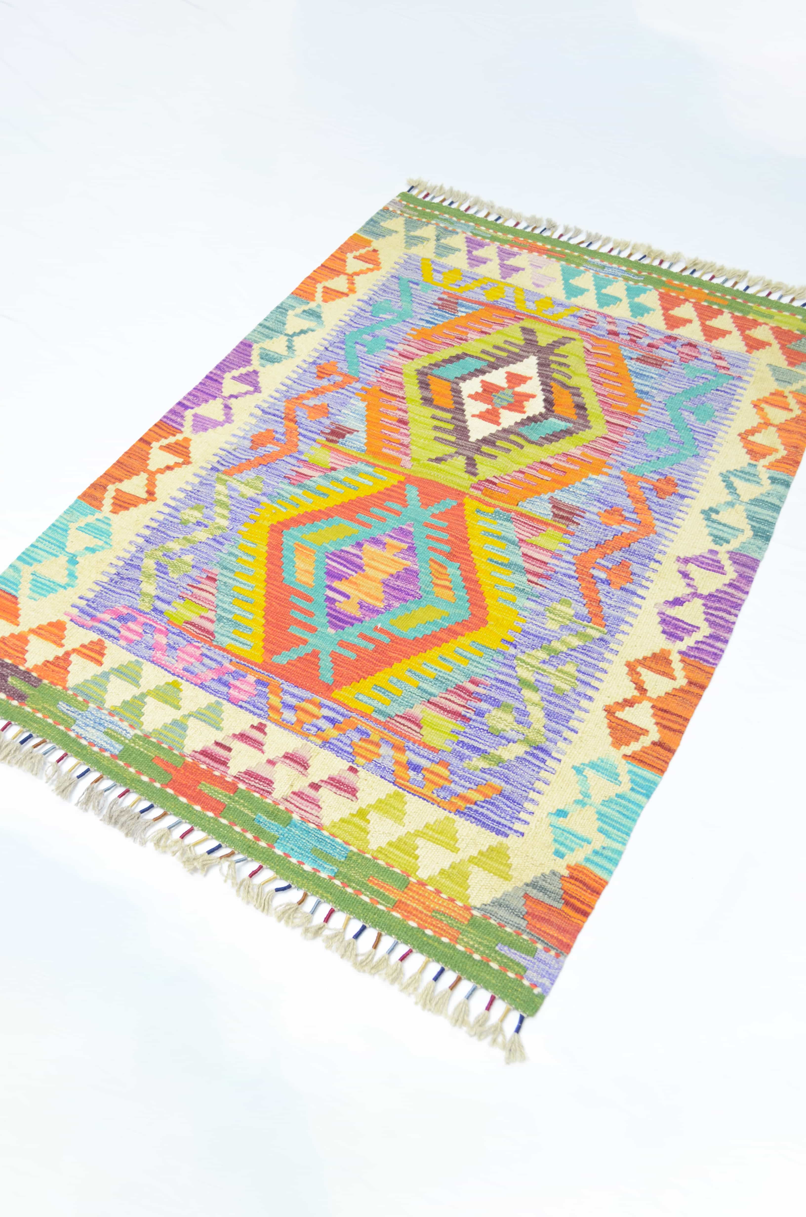 Yün İplikten El Dokuma Afgan Kilim 86x122 cm (1.05 m²)