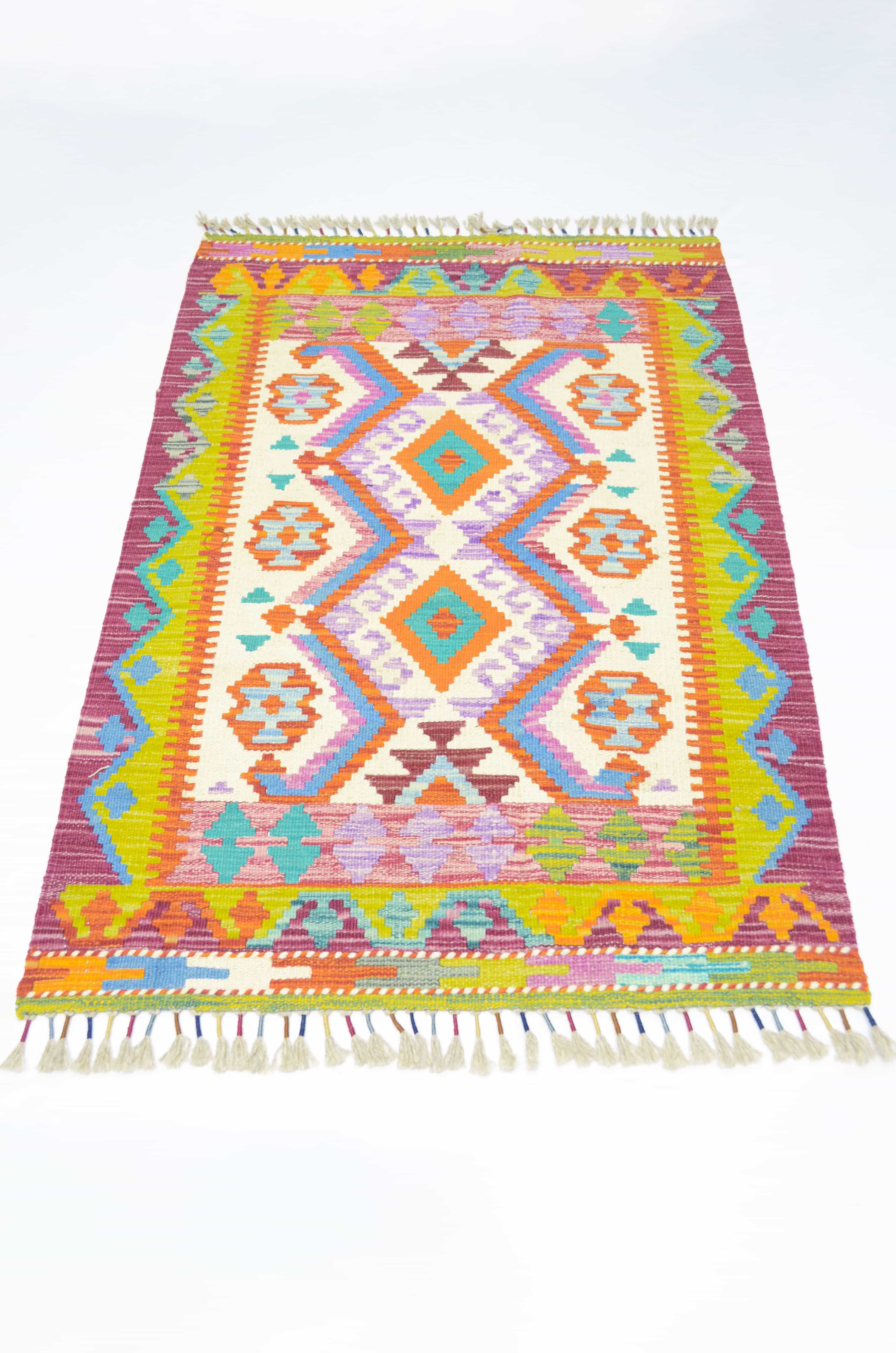 Yün İplikten El Dokuma Afgan Kilim 81x122 cm (1 m²)