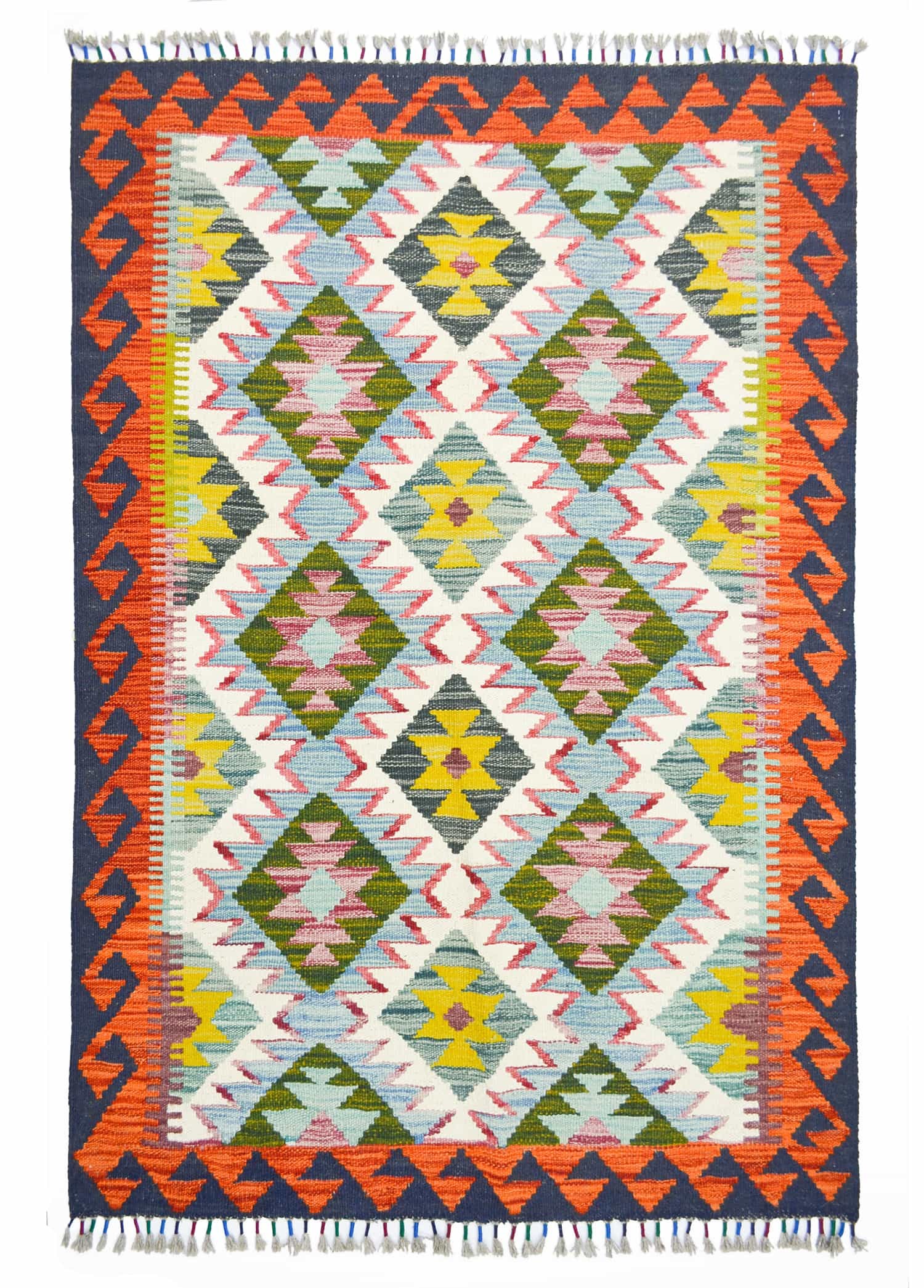 Yün İplikten El Dokuma Afgan Kilim 100x150 cm (1.5 m²)