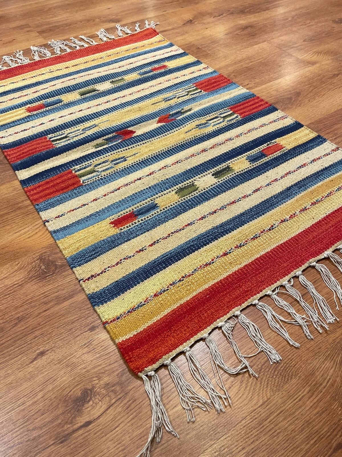 Etnik Desenli El Dokuma Pamuk Kilim Yolluk (60x280 cm, 1.68 m²)