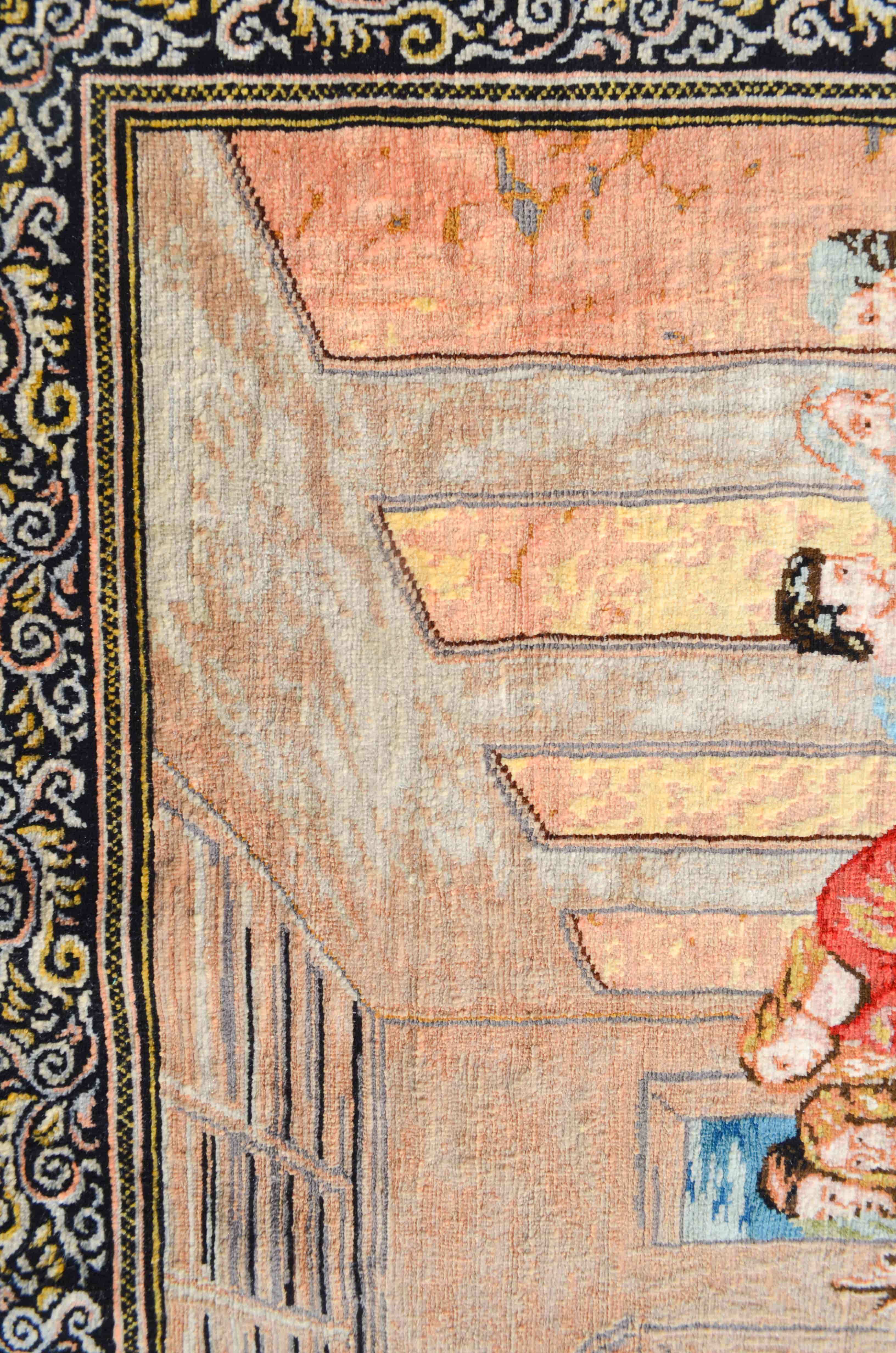 Son Akşam Yemeği Desenli Saf İpek El Dokuma Duvar Halısı (36x60 cm)