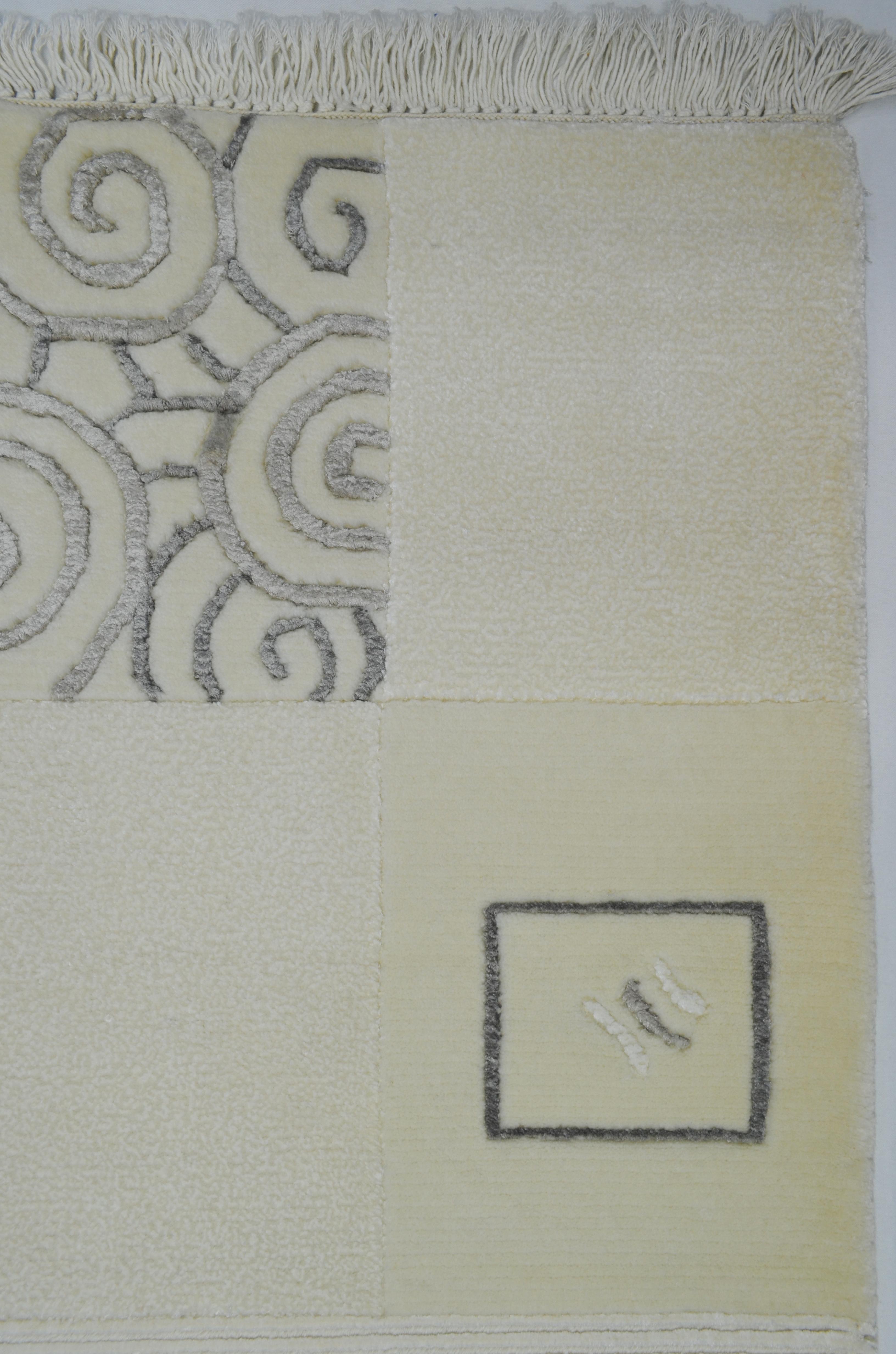 Yüksek Kalite Yünden El Dokuma Krem Renk Nepal Halısı 80x150 cm (1.2 m²)