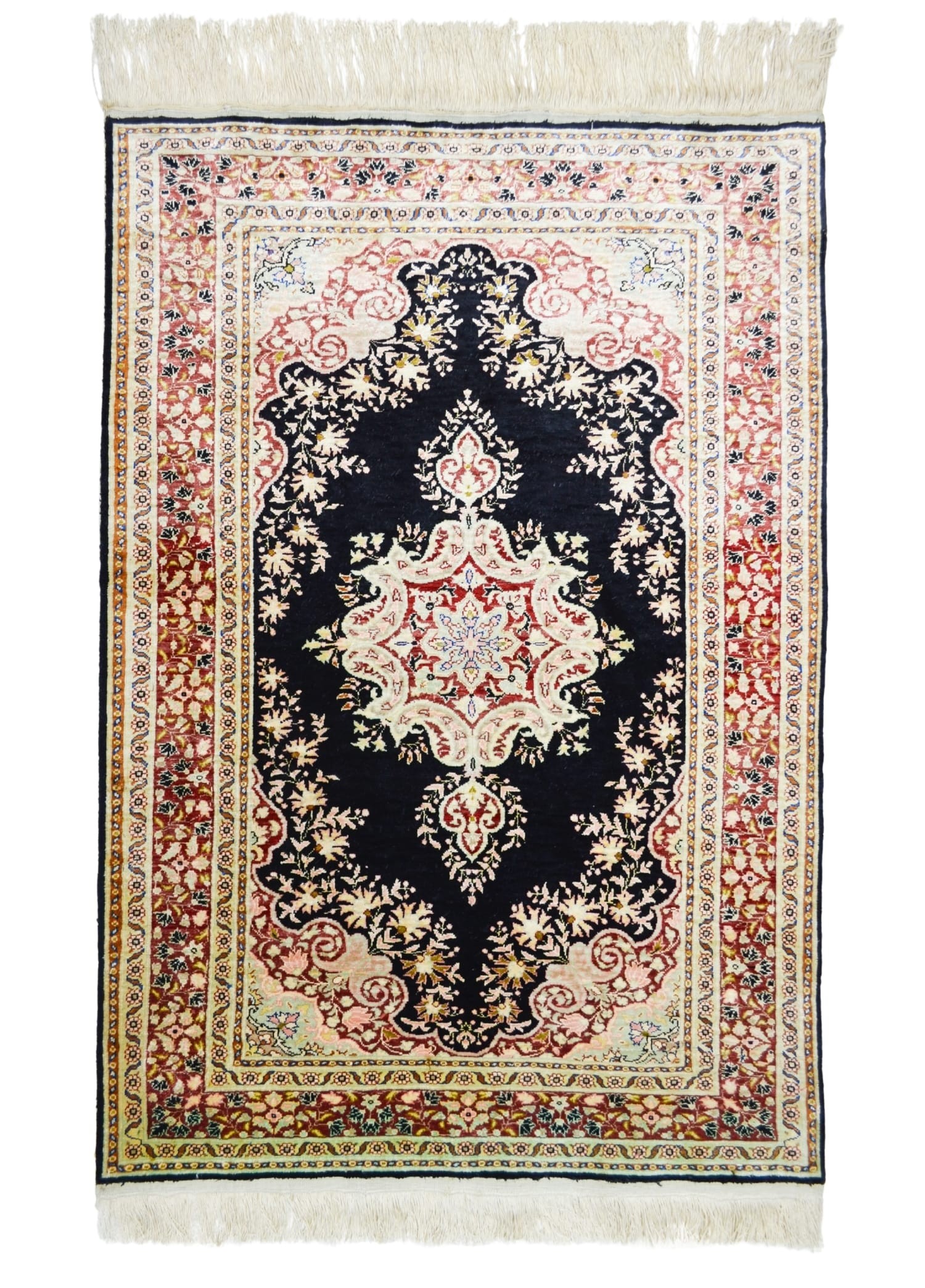 Saf İpekten El Dokuma Madalyonlu Model Kayseri Halısı 80x116 cm (0.93 m²)