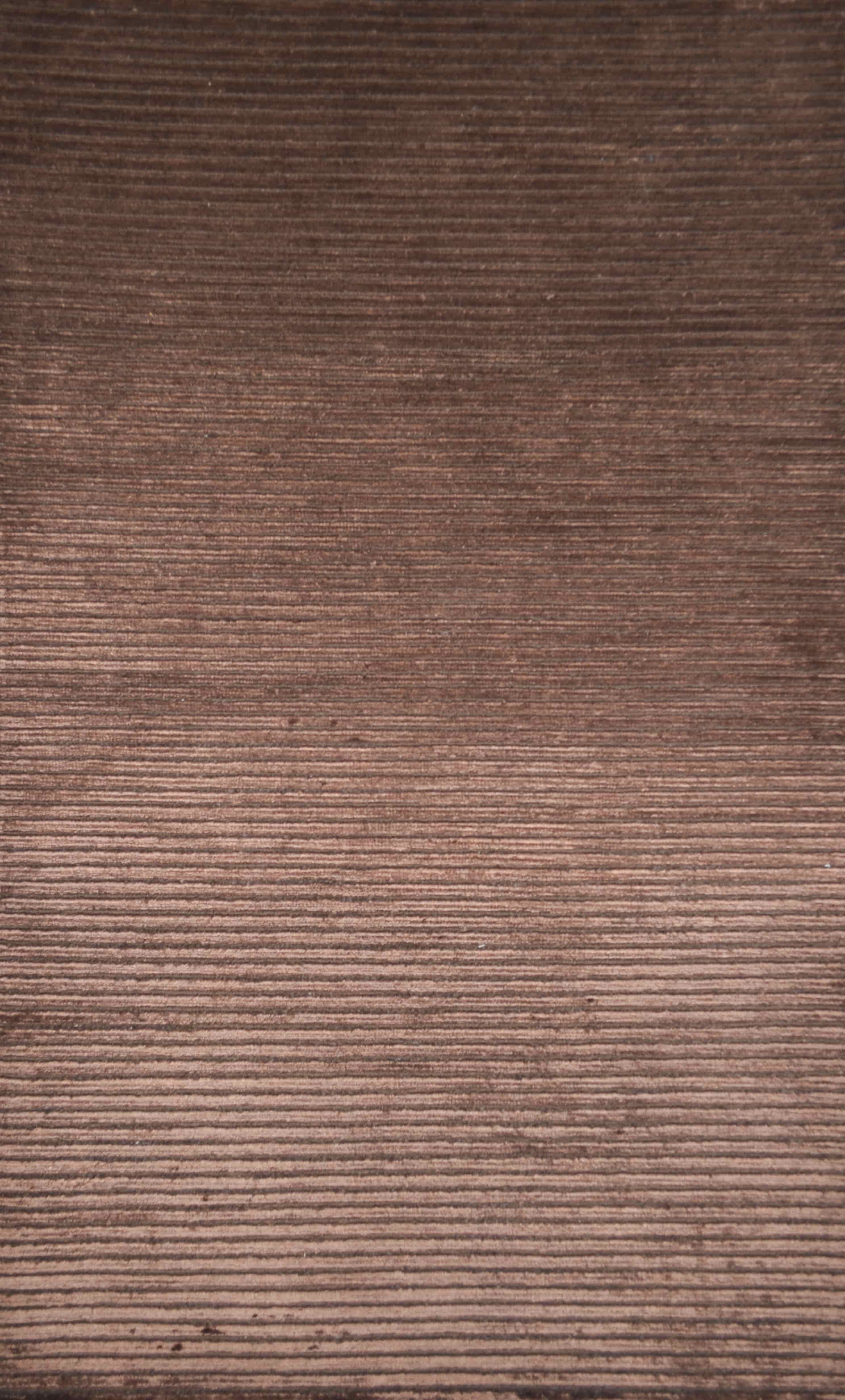Nüans Acı Kahverengi İpek Görünümlü Viskoz Modern Çizgili El Dokuma Halı 80x150 cm (1.2 m²)