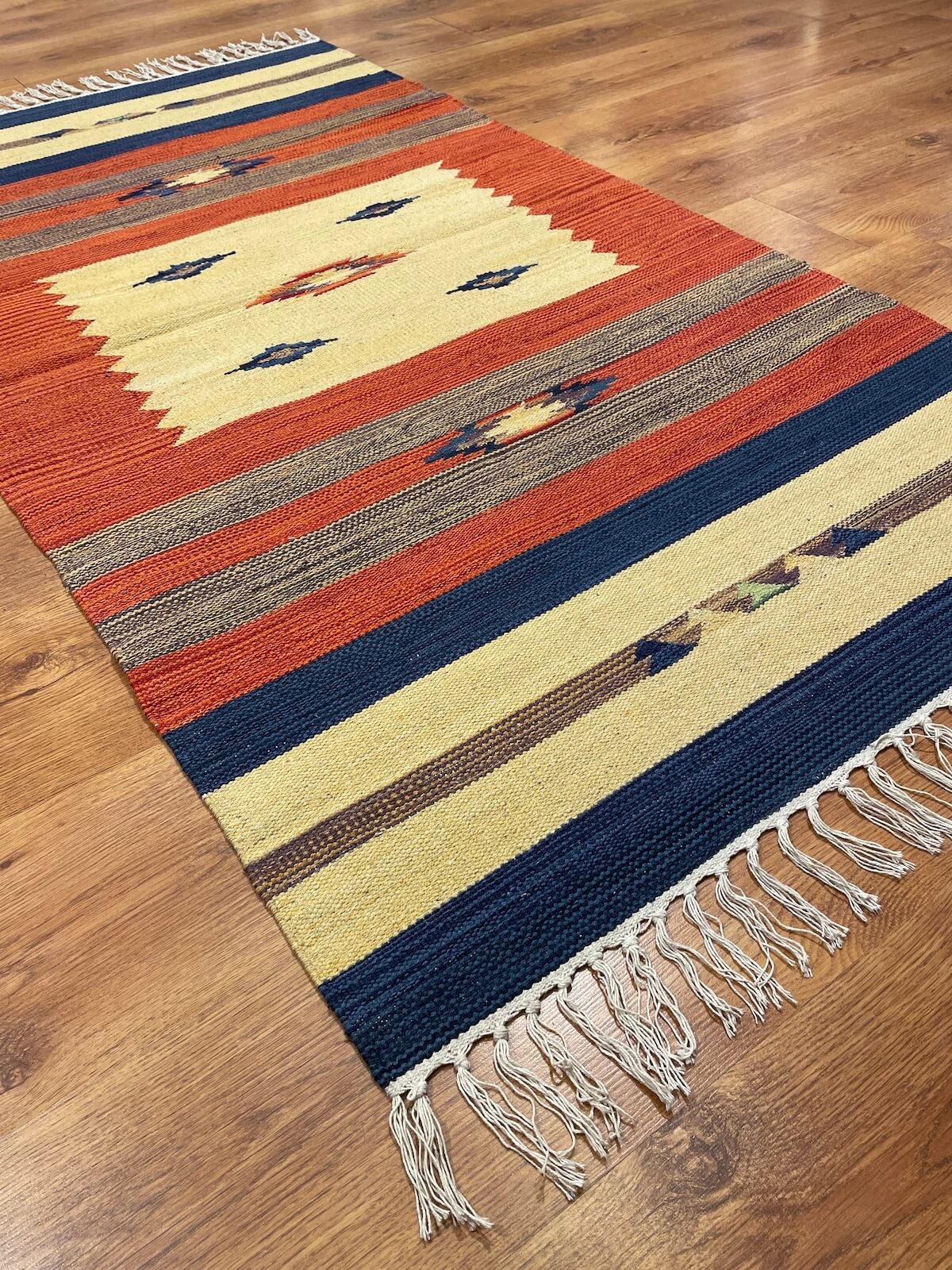 Etnik Desenli El Dokuma Pamuk Kilim (90x160 cm, 1.44 m²)