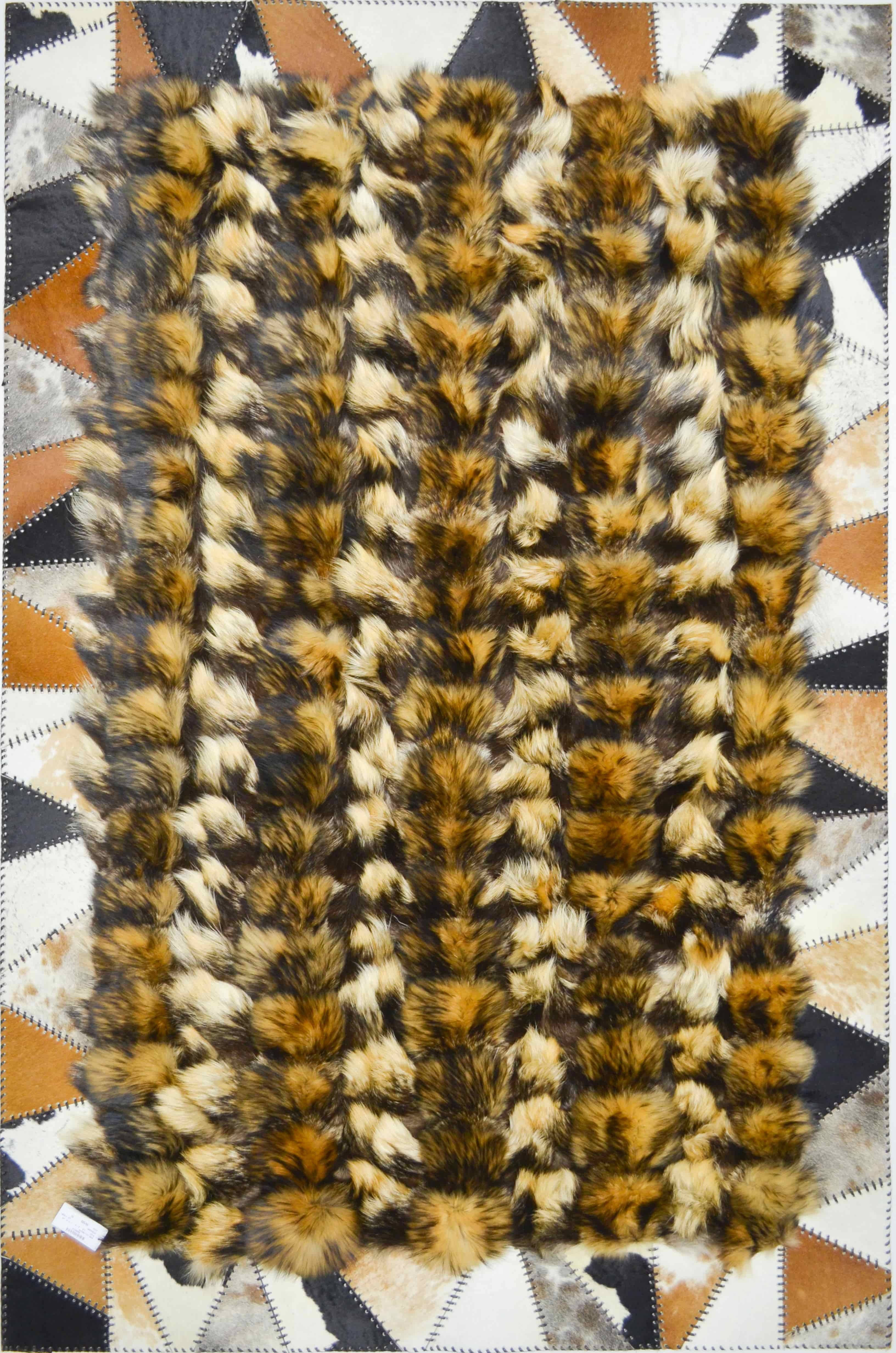 Taba Renk Deri ve Kürklü Toscana Halı 120x180 cm (2,16 m²)
