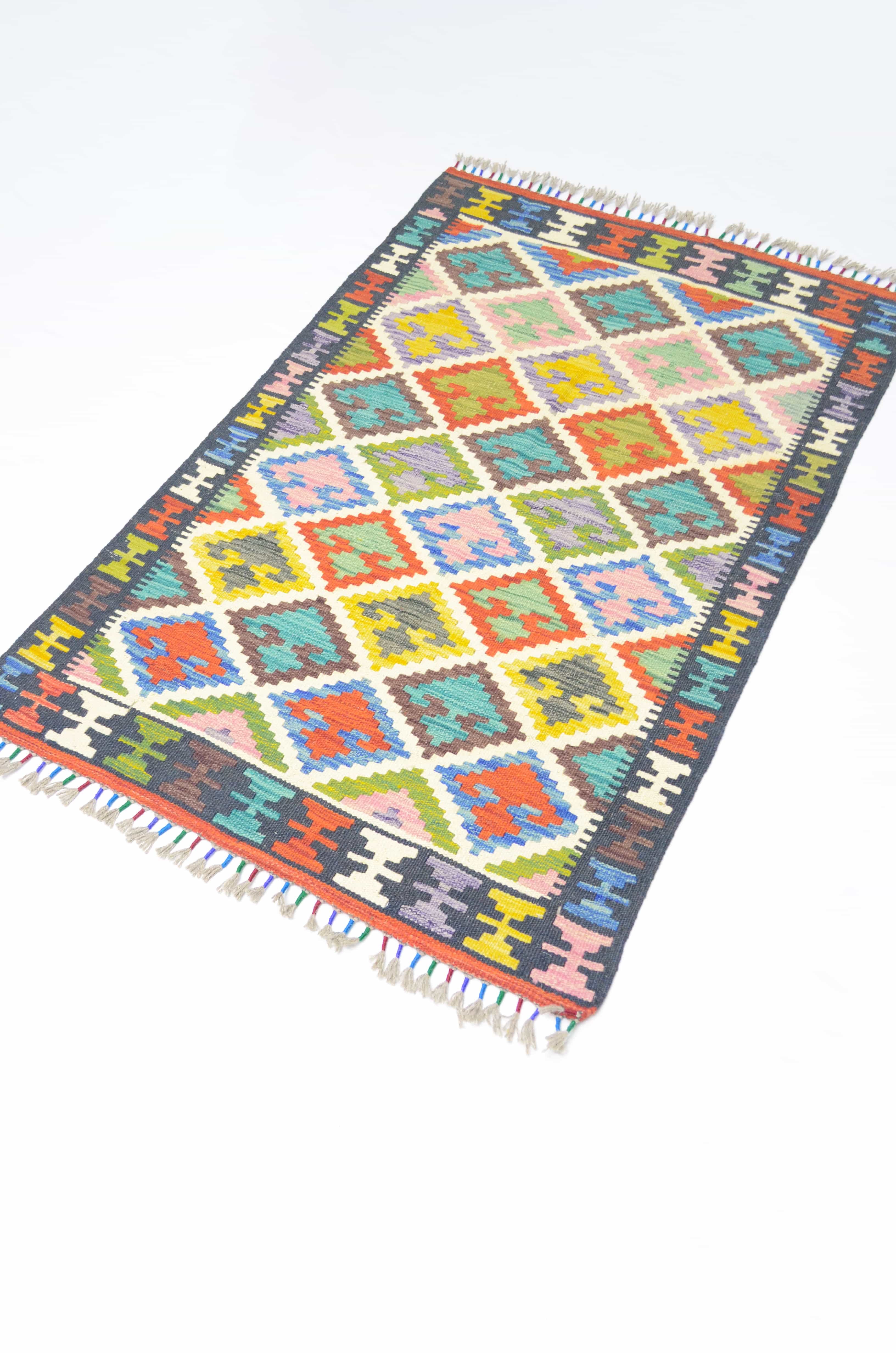 Yün İplikten El Dokuma Afgan Kilim 80x120 cm (0.96 m²)
