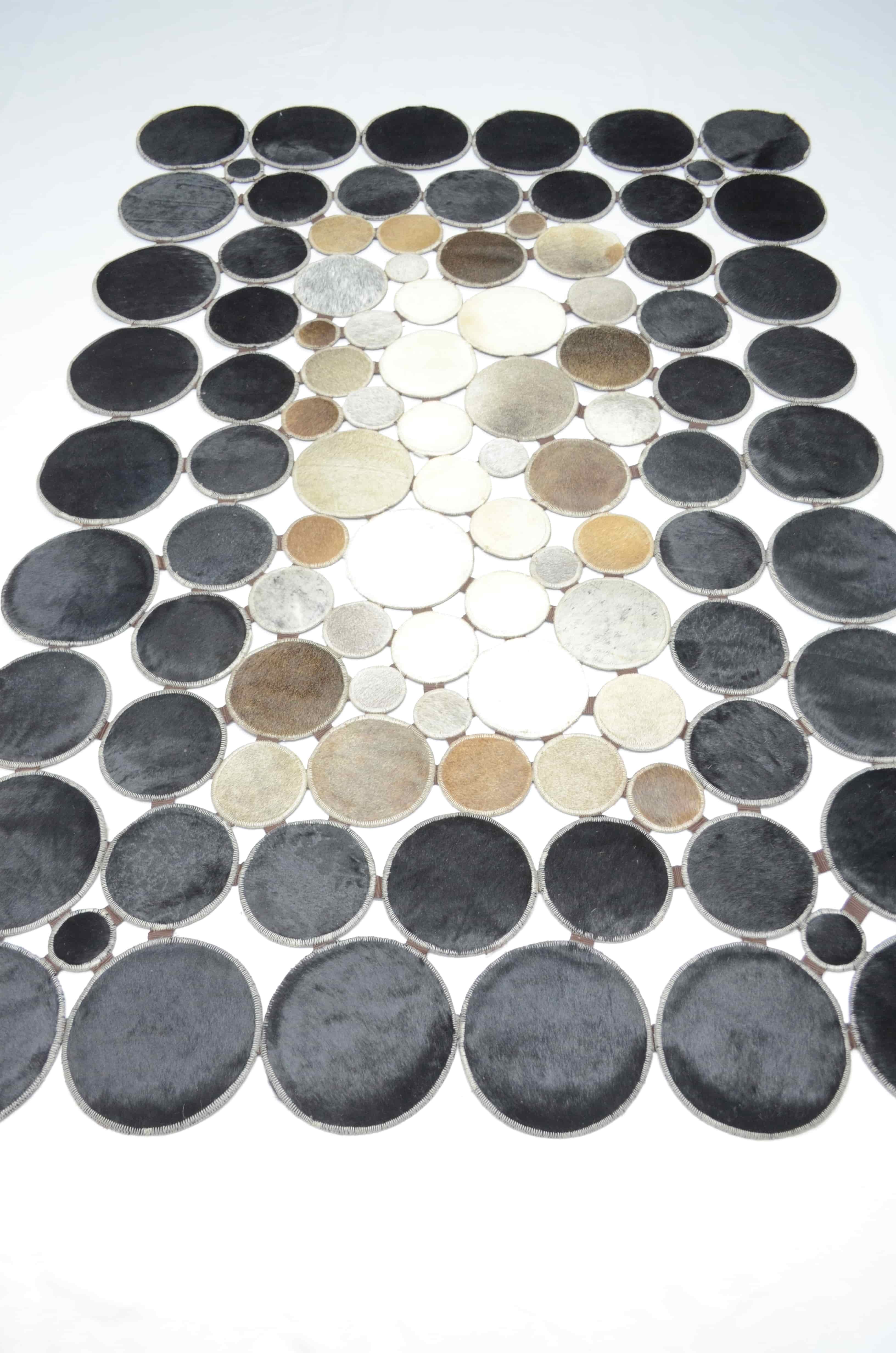 Siyah ve Kahverengi Deri Patchwork Halı 120x180 cm (2,16 m²)
