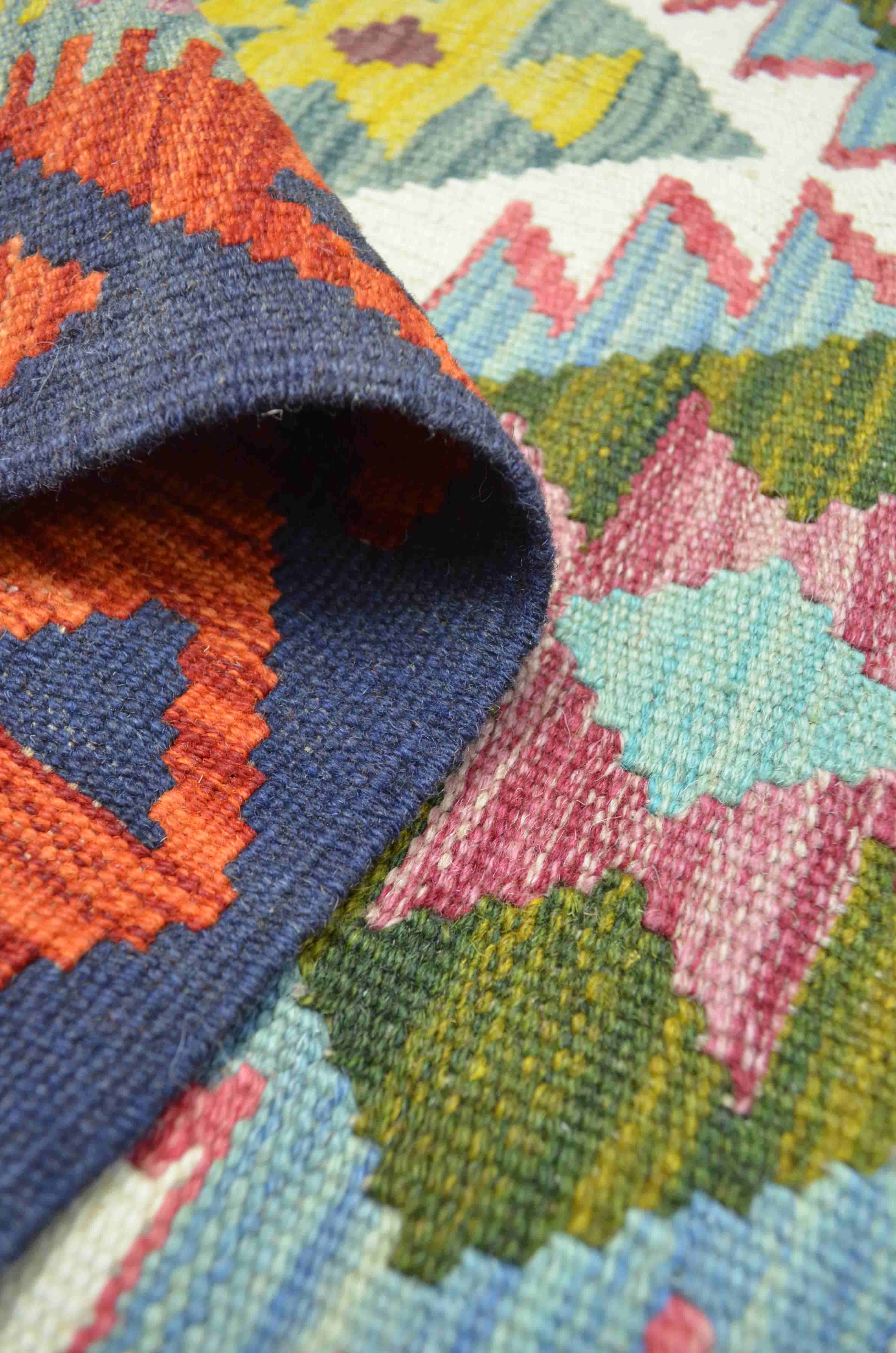 Yün İplikten El Dokuma Afgan Kilim 100x150 cm (1.5 m²)