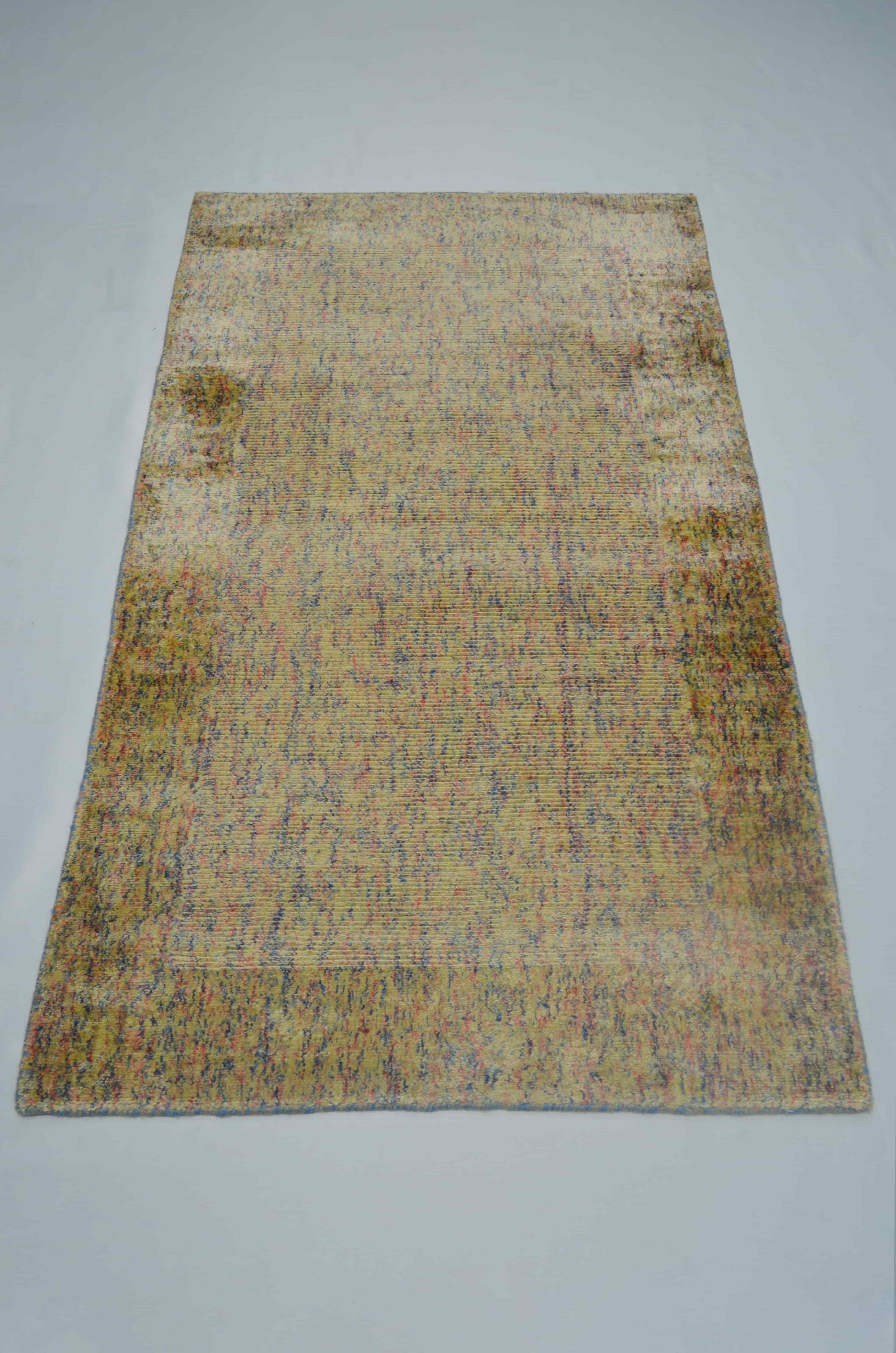 Nüans Çok Renkli Ebruli Parlak Tuşeli El Dokuma Halı 80x150 cm (1.2 m²)