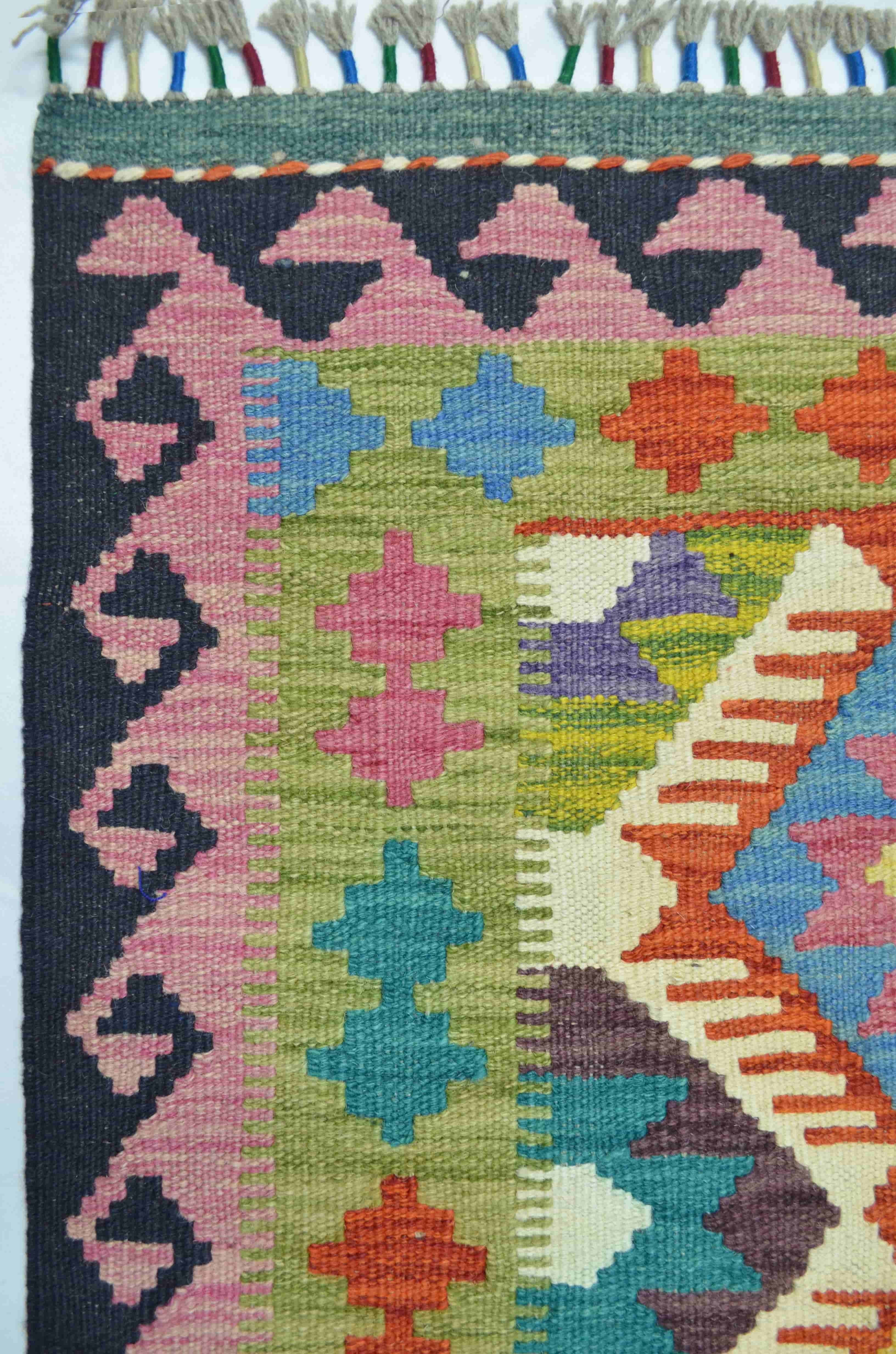 Yün İplikten El Dokuma Afgan Kilim 99x147 cm (1.46 m²)
