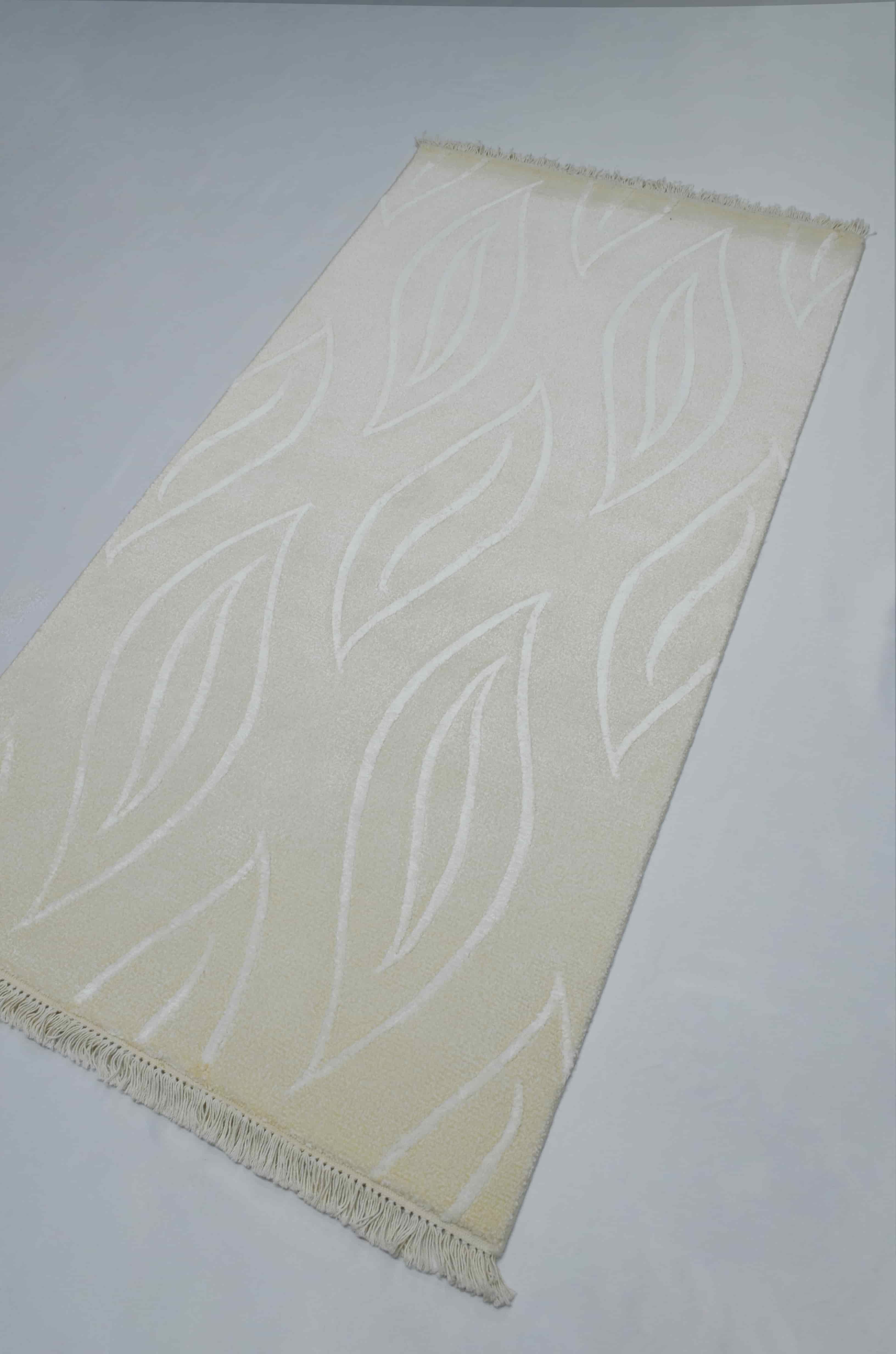 Yüksek Kalite Yünden El Dokuma Krem Renk Nepal Halısı 80x150 cm (1.2 m²)