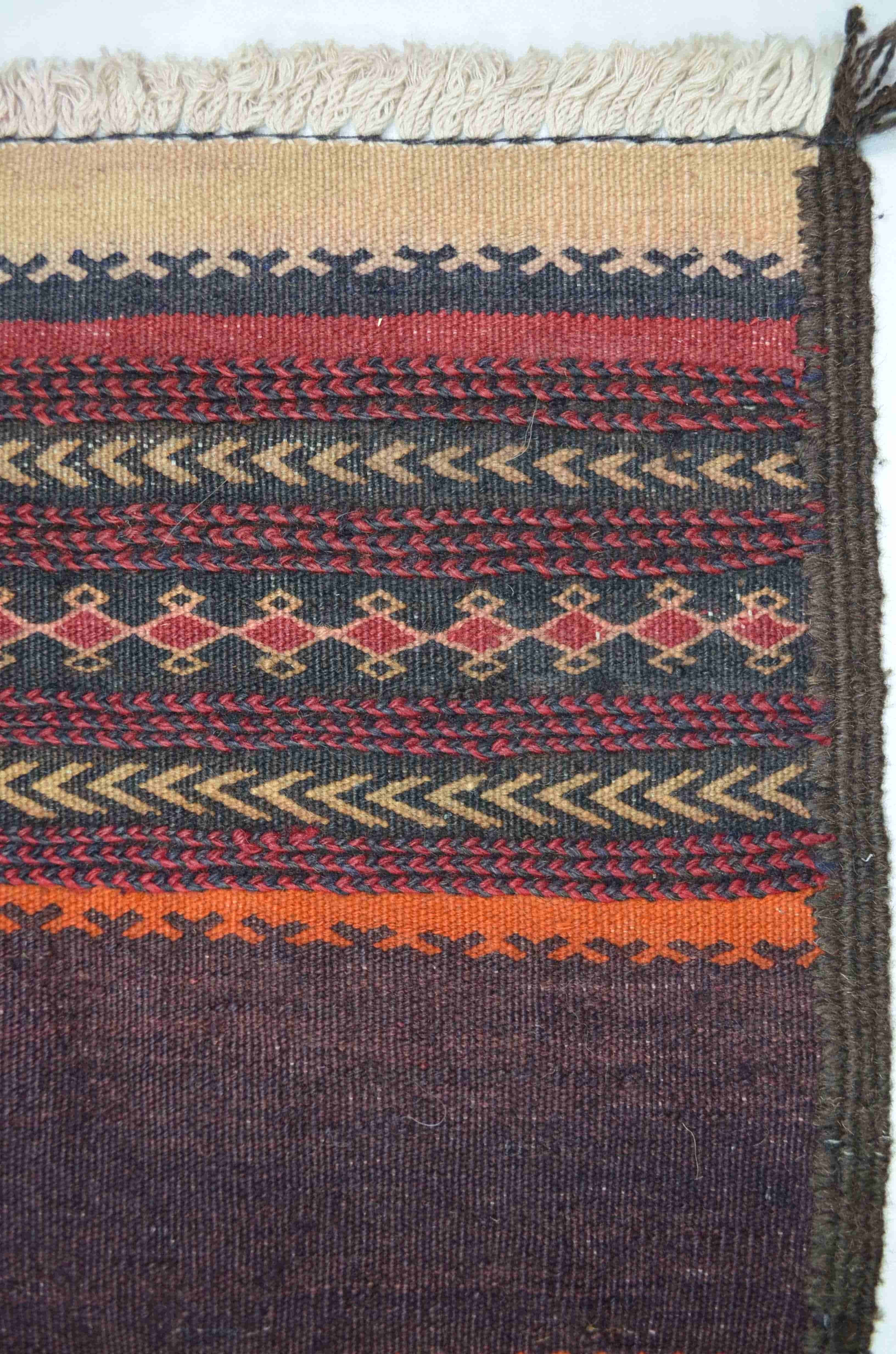 Afgan Kaleynof El Dokuma Kahverengi Yün Kilim Yolluk 55x275 cm (1.51 m²)