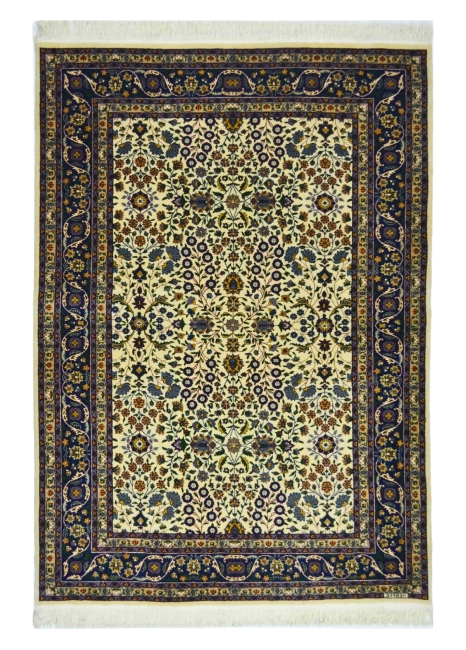 Yedi Dağın Çiçeği Desenli Krem Renk El Dokuma Hereke Halısı 140x195 cm (2.73 m²)