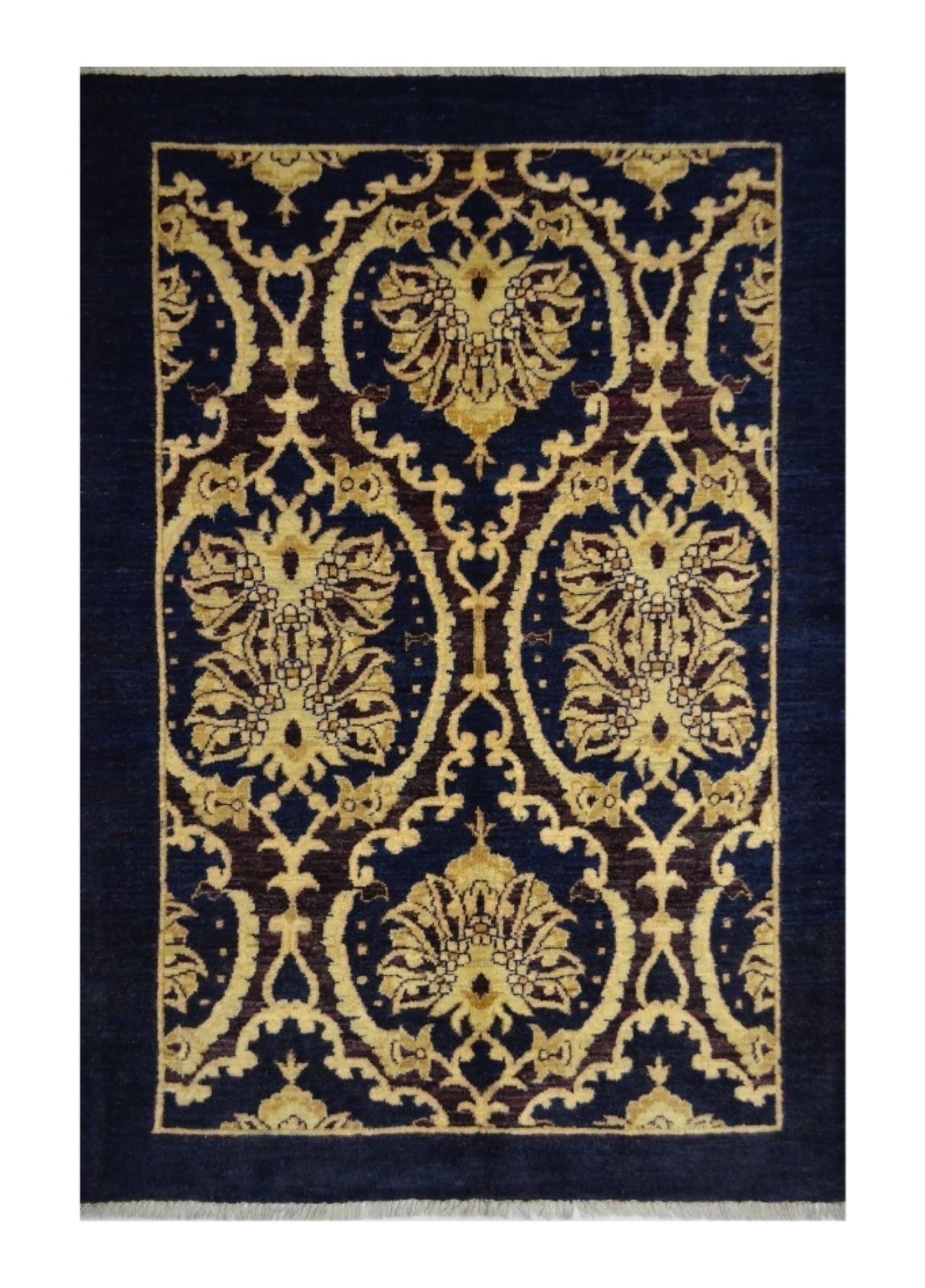 Uşak Ziegler El Dokuma Halı Siyah ve Altın Rengi 105x149 cm (1.56 m²)