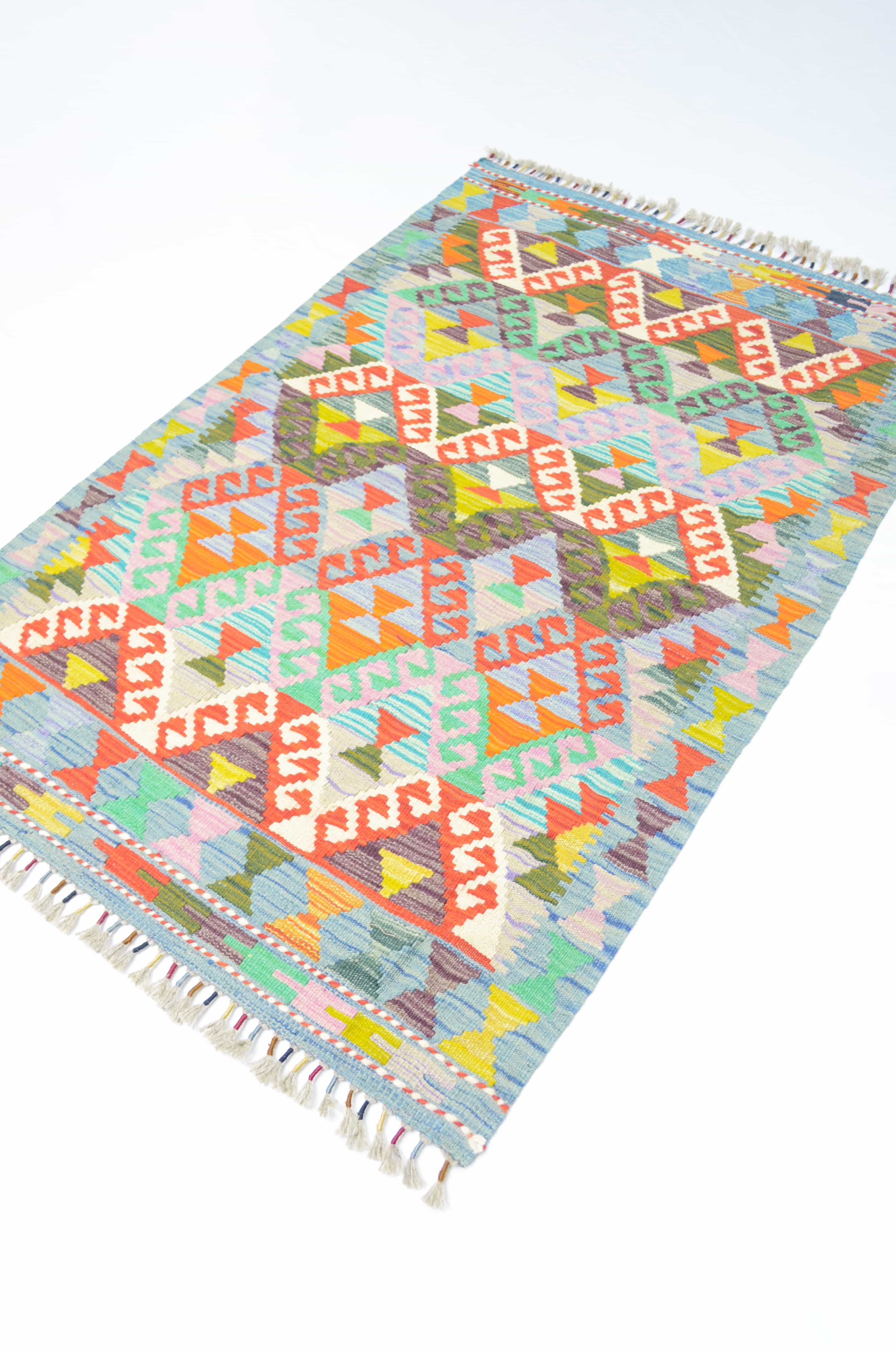 Yün İplikten El Dokuma Afgan Kilim 83x125 cm (1.04 m²)