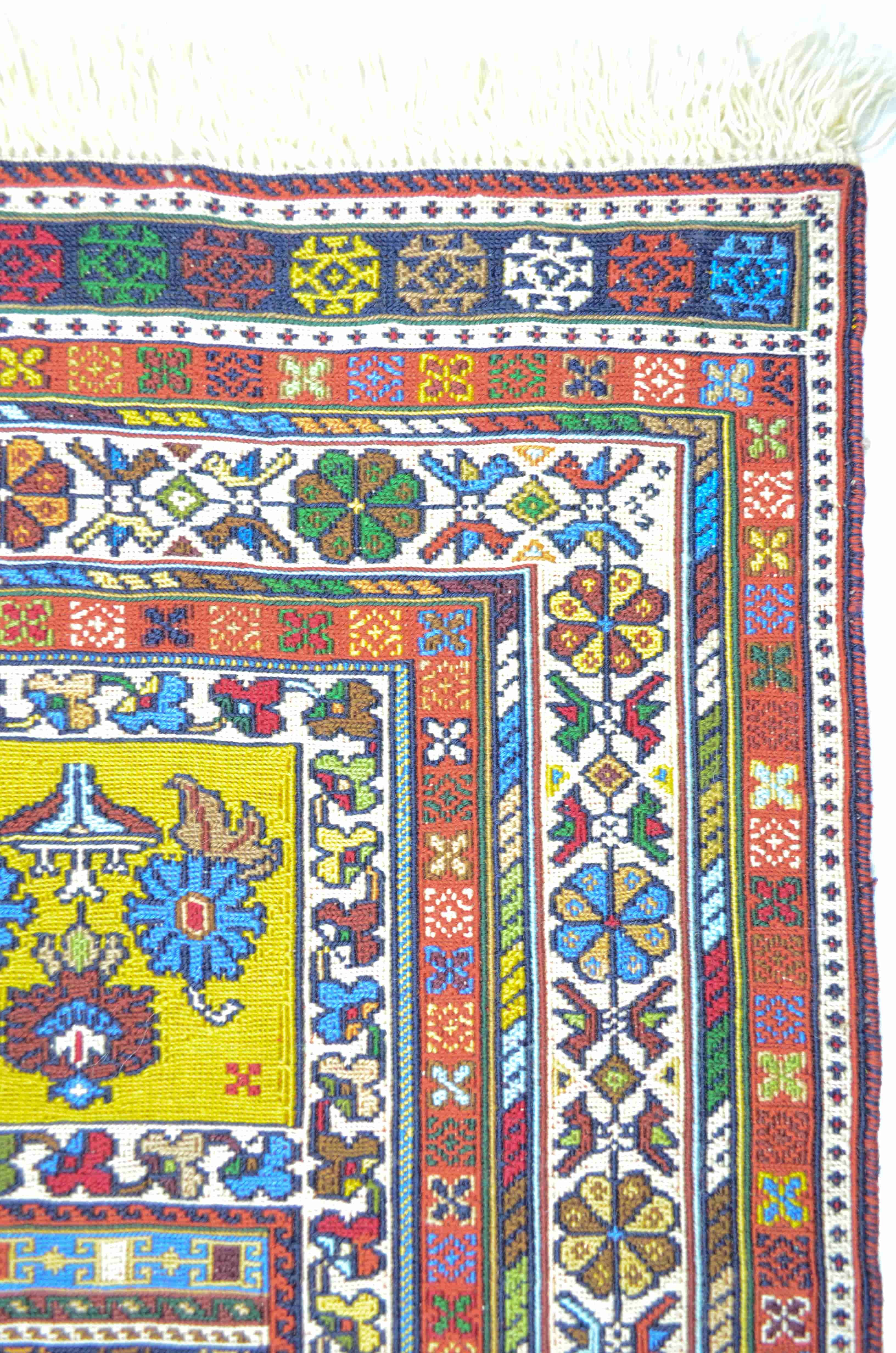 El Dokuma Sarı Renk İran Sumak Kilim 100x150 cm (1.5 m²)