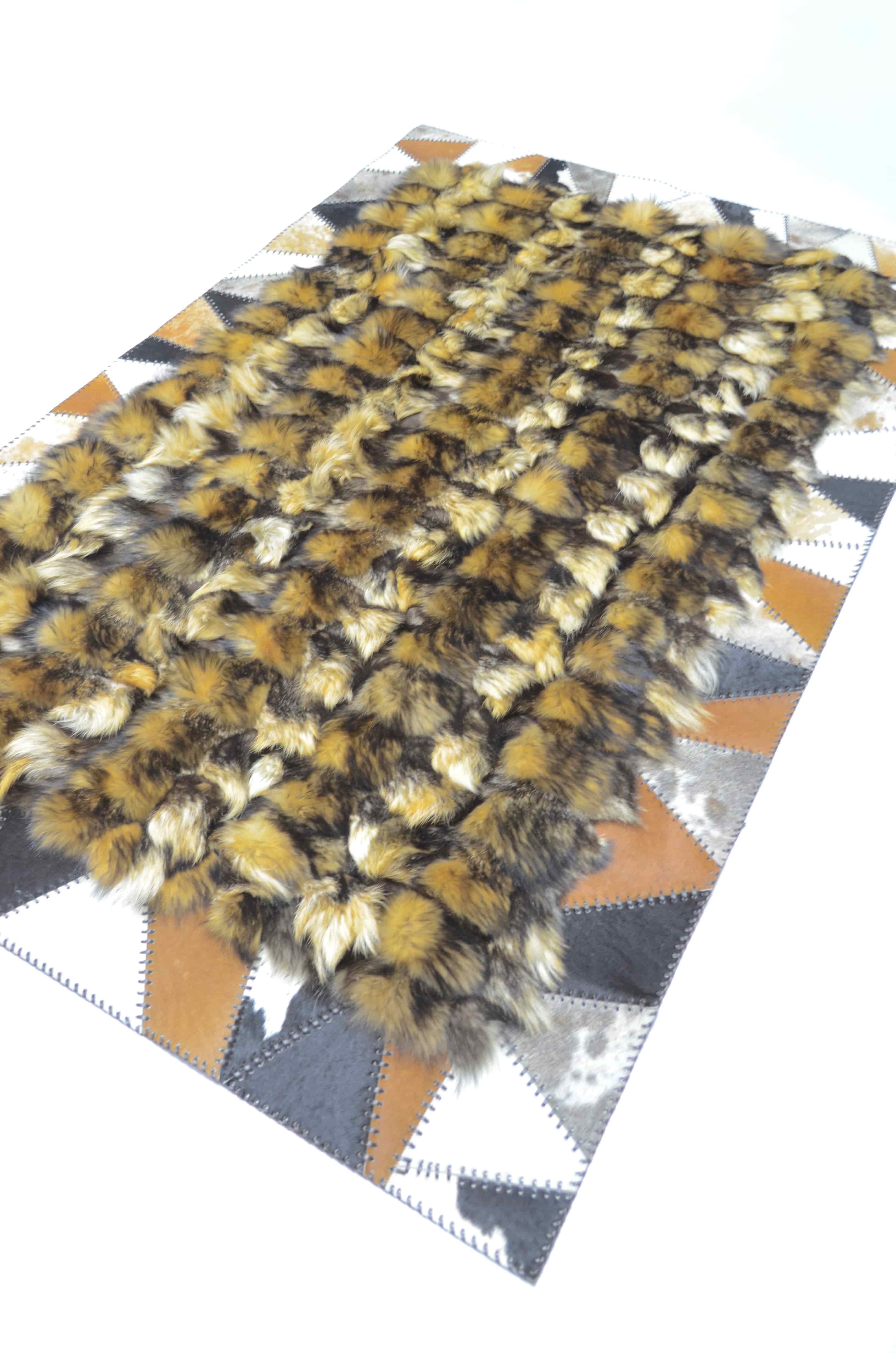 Taba Renk Deri ve Kürklü Toscana Halı 120x180 cm (2,16 m²)