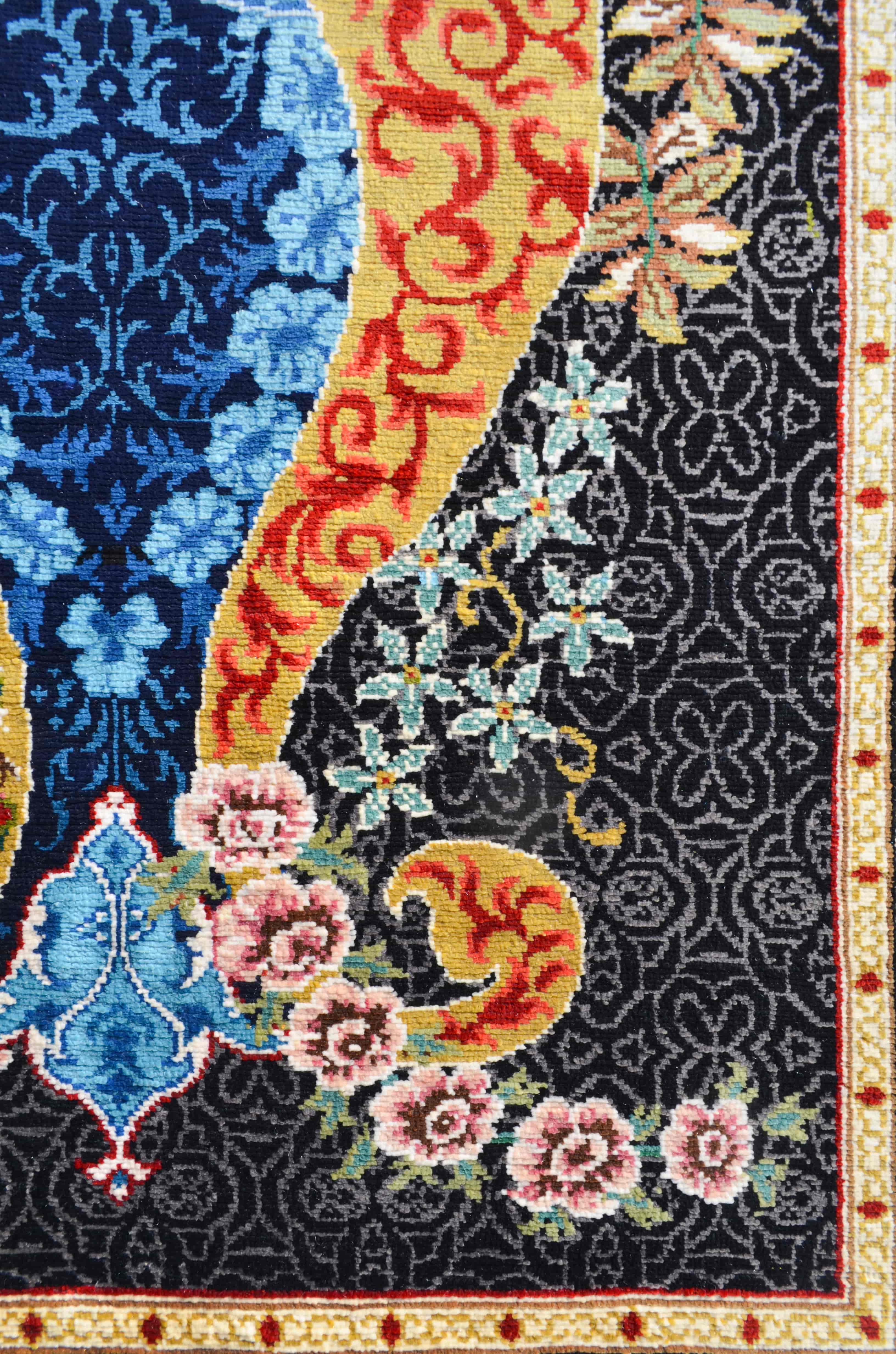 Ezhâr-ı Lâtife Desenli Saf İpek El Dokuma Duvar Halısı (40x58 cm)