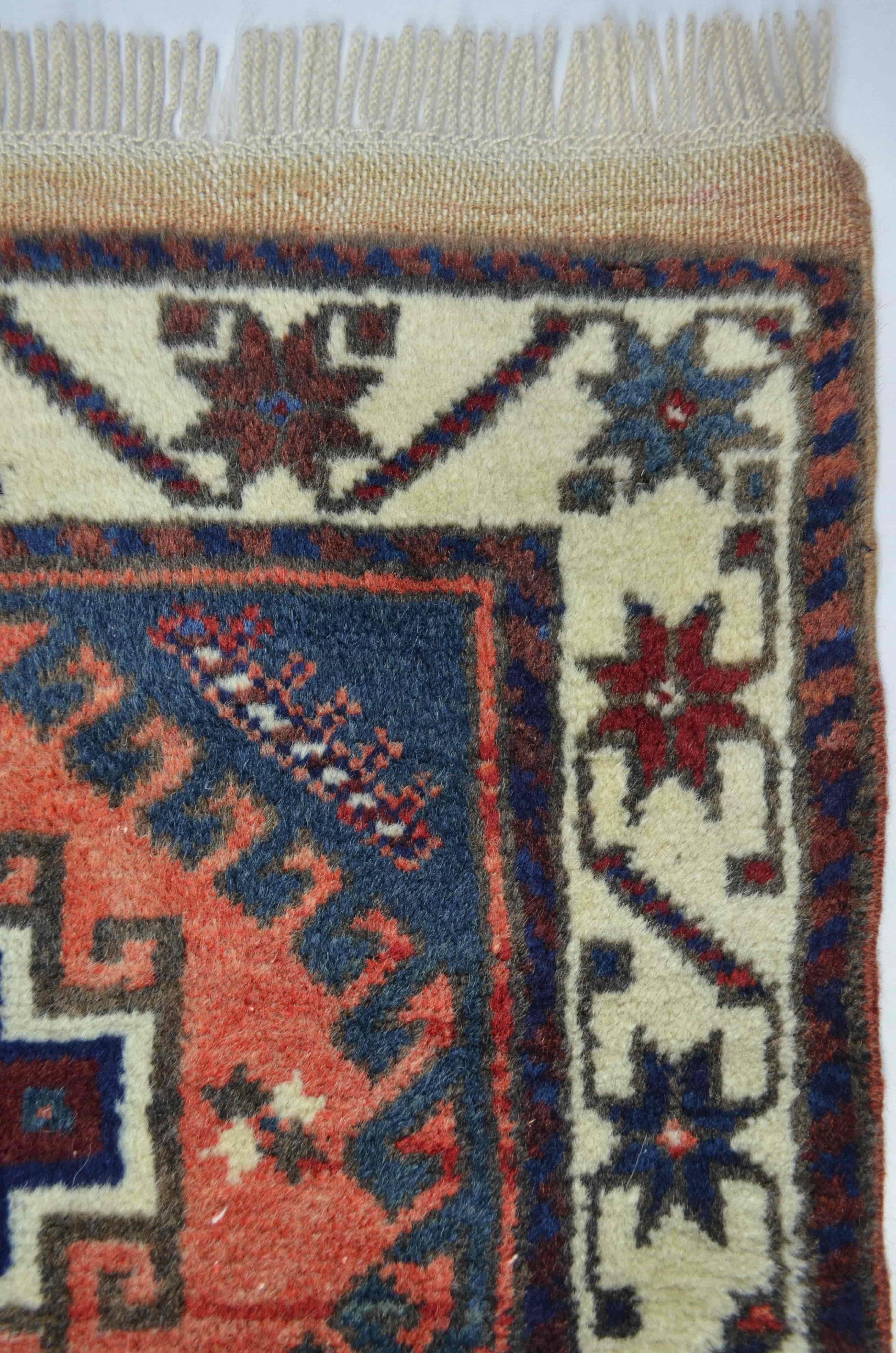 Antalya Döşemealtı El Dokuma Halı Turuncu ve Lacivert Renk 73x115 cm (0.84 m²)
