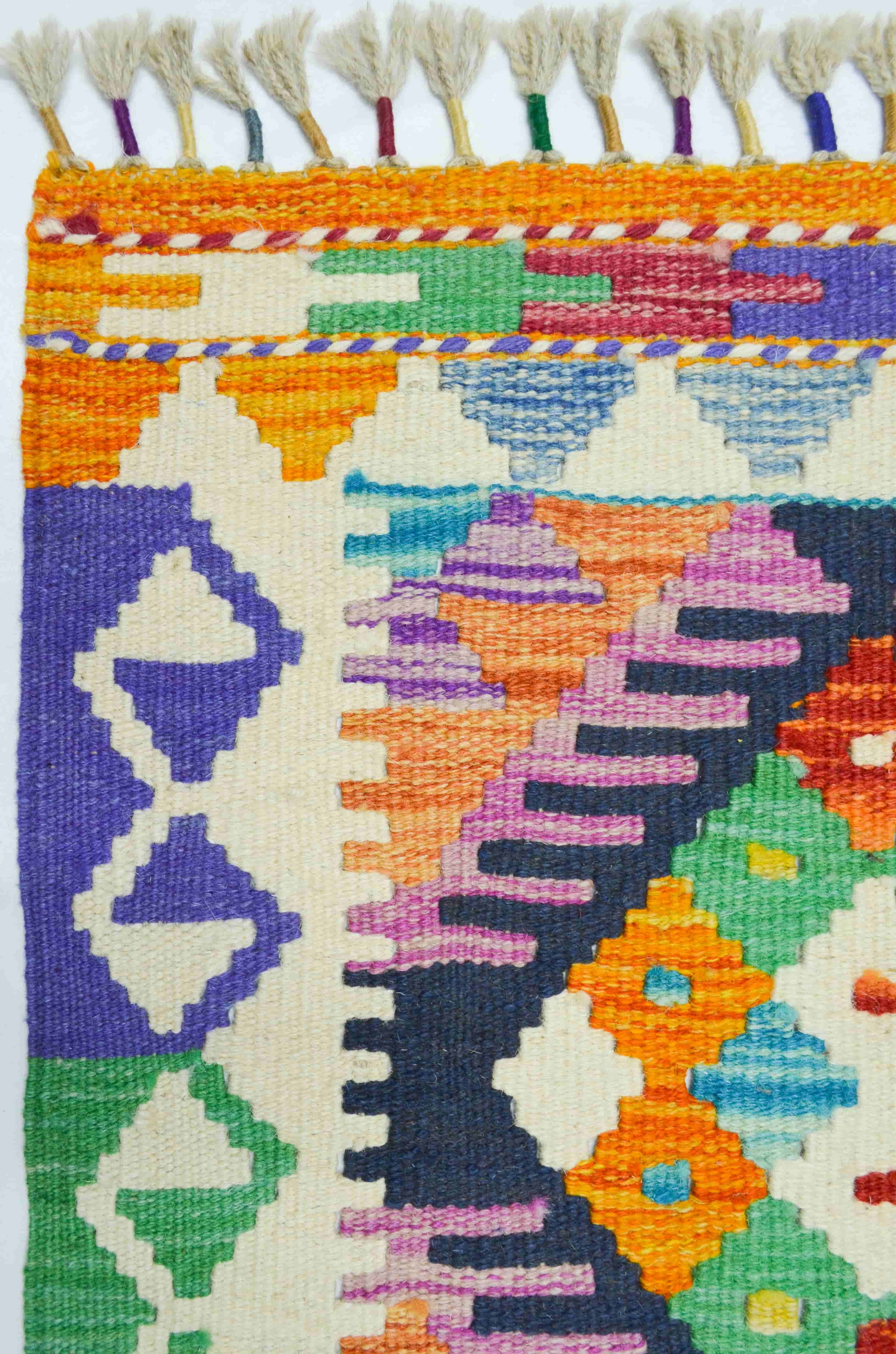 Yün İplikten El Dokuma Afgan Kilim 57x97 cm (0.55 m²)