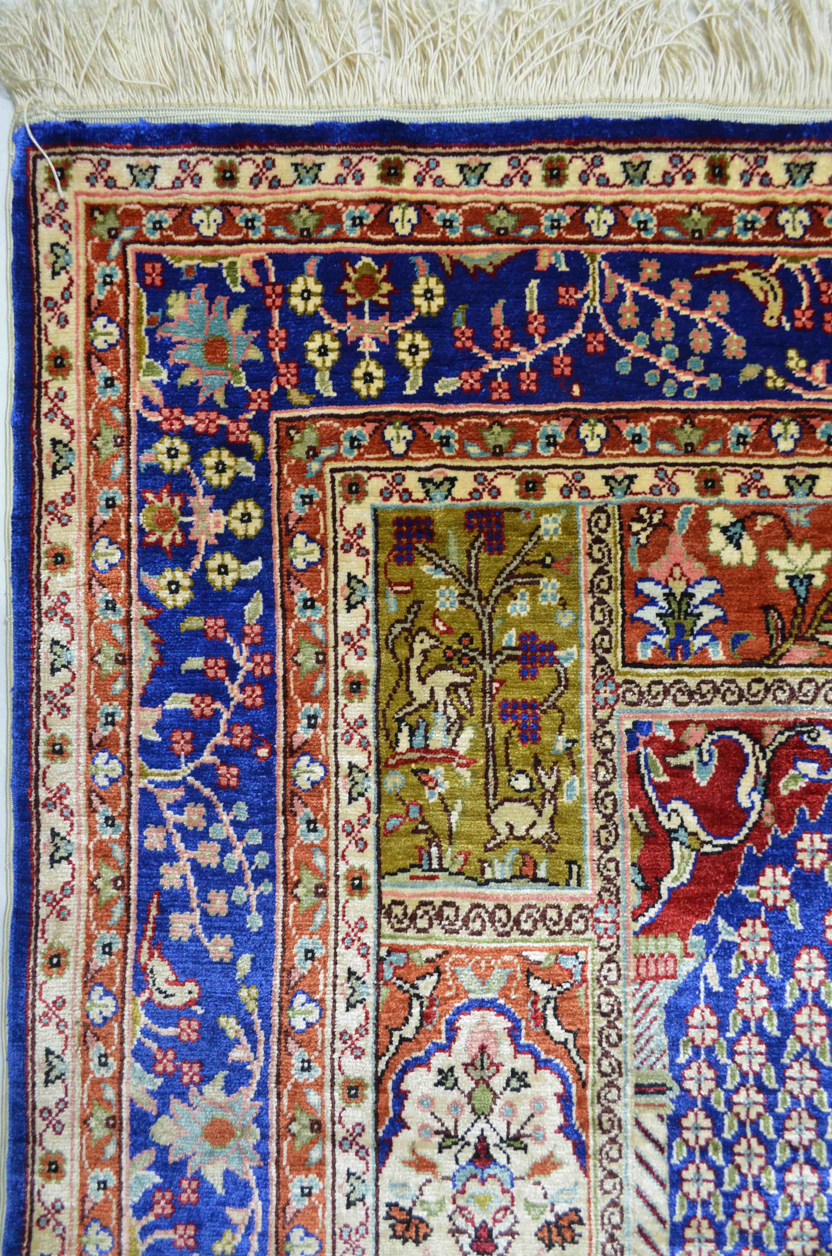 Saf İpekten El Dokuma Namazlık Kayseri Halısı 78x116 cm (0.90 m²)