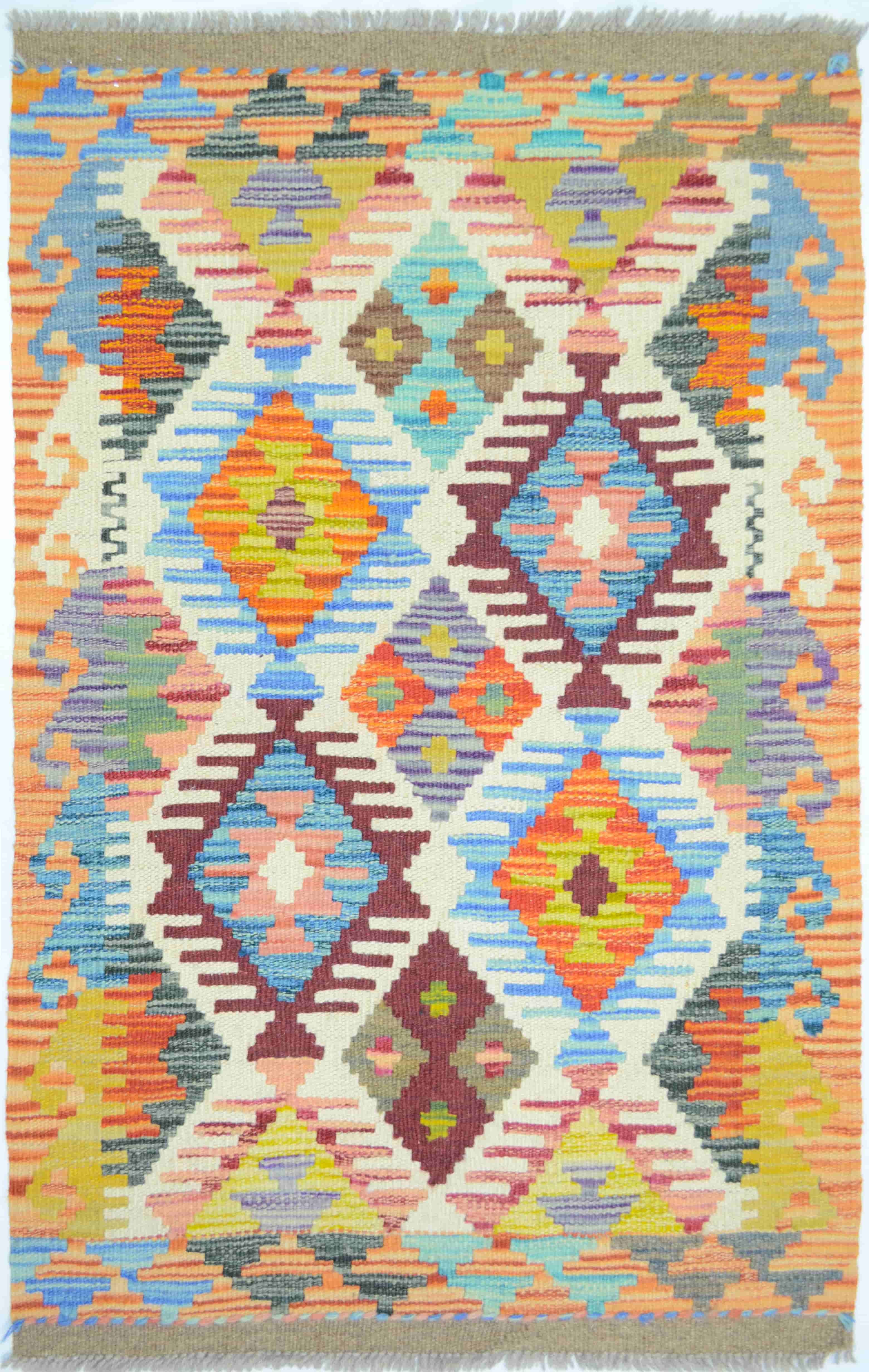 El Dokuma Renkli Afgan Kilim 60x90 cm (0.54 m²)