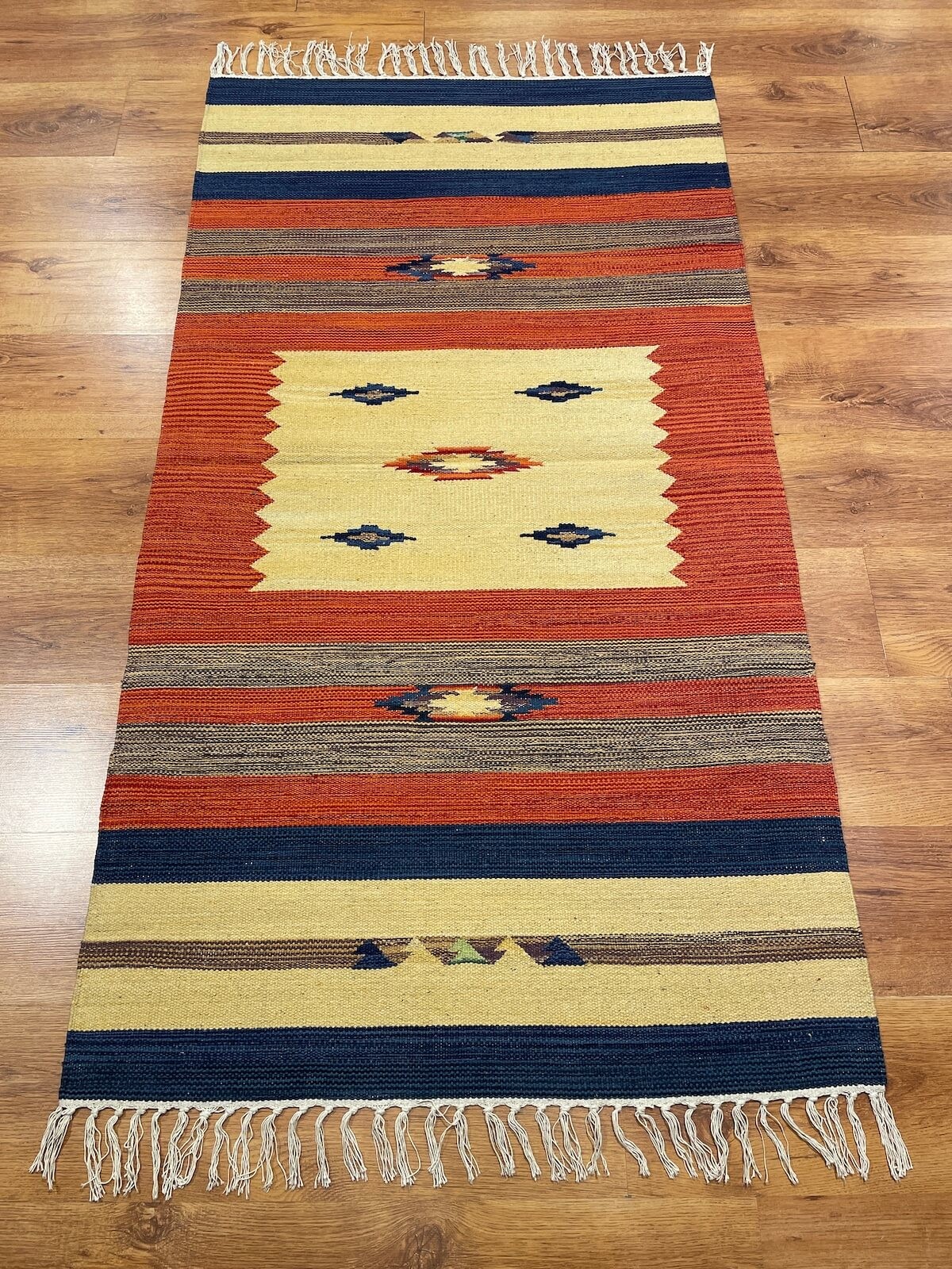 Etnik Desenli El Dokuma Pamuk Kilim (90x160 cm, 1.44 m²)