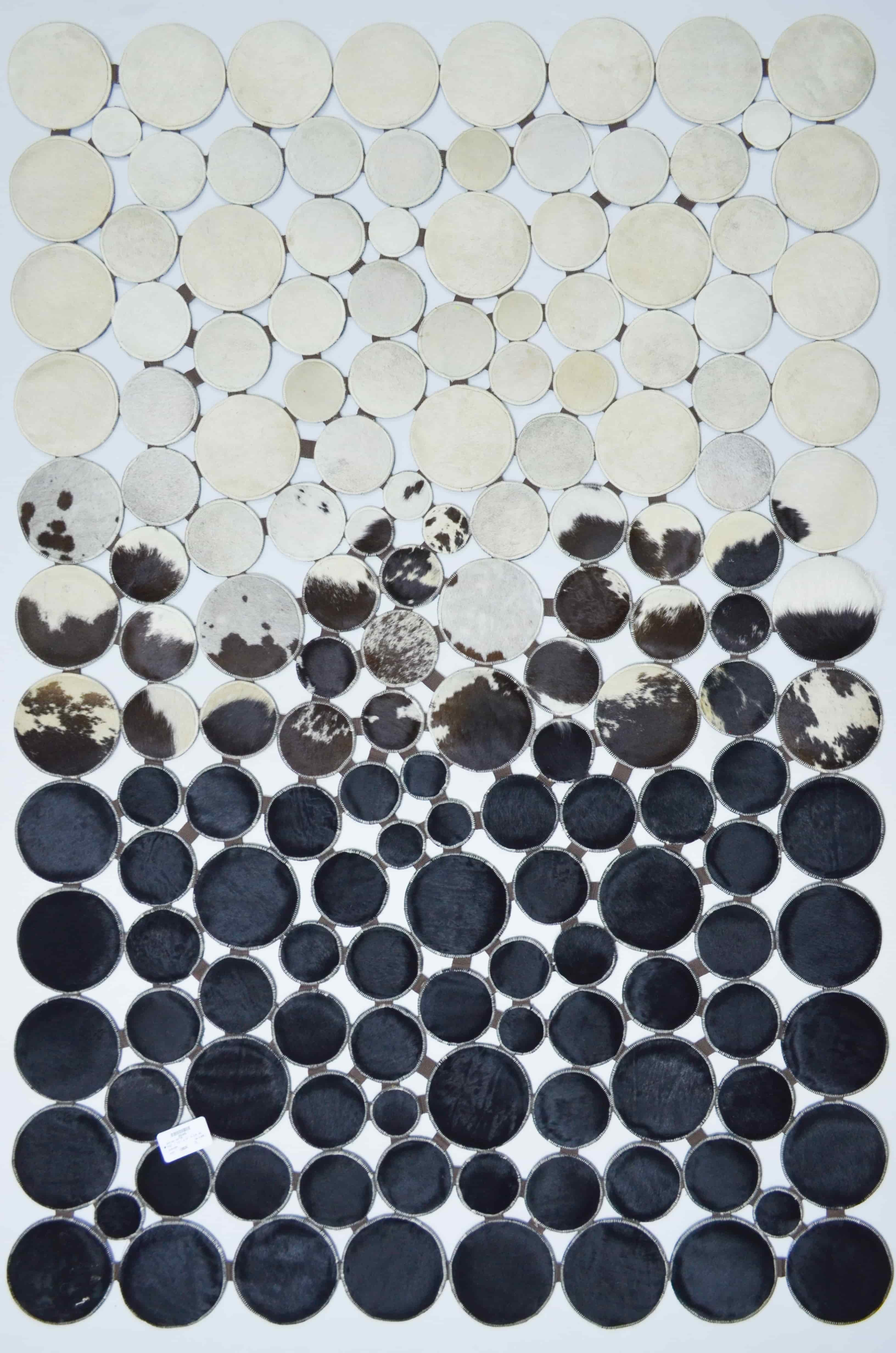 Siyah ve Beyaz Ombre Geçişli Deri Patchwork Halı 120x180 cm (2,16 m²)