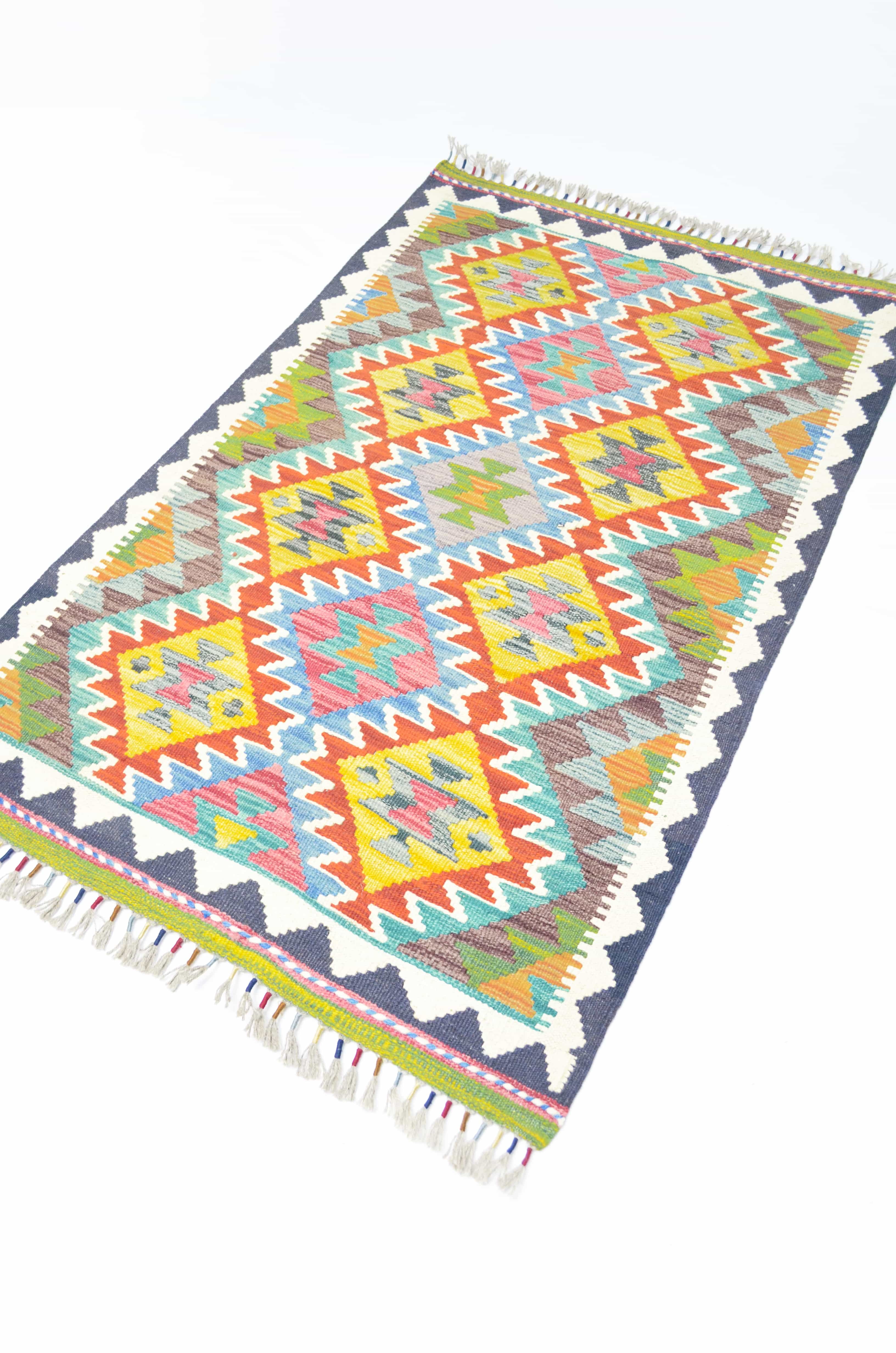 Yün İplikten El Dokuma Afgan Kilim 80x130 cm (1.04 m²)