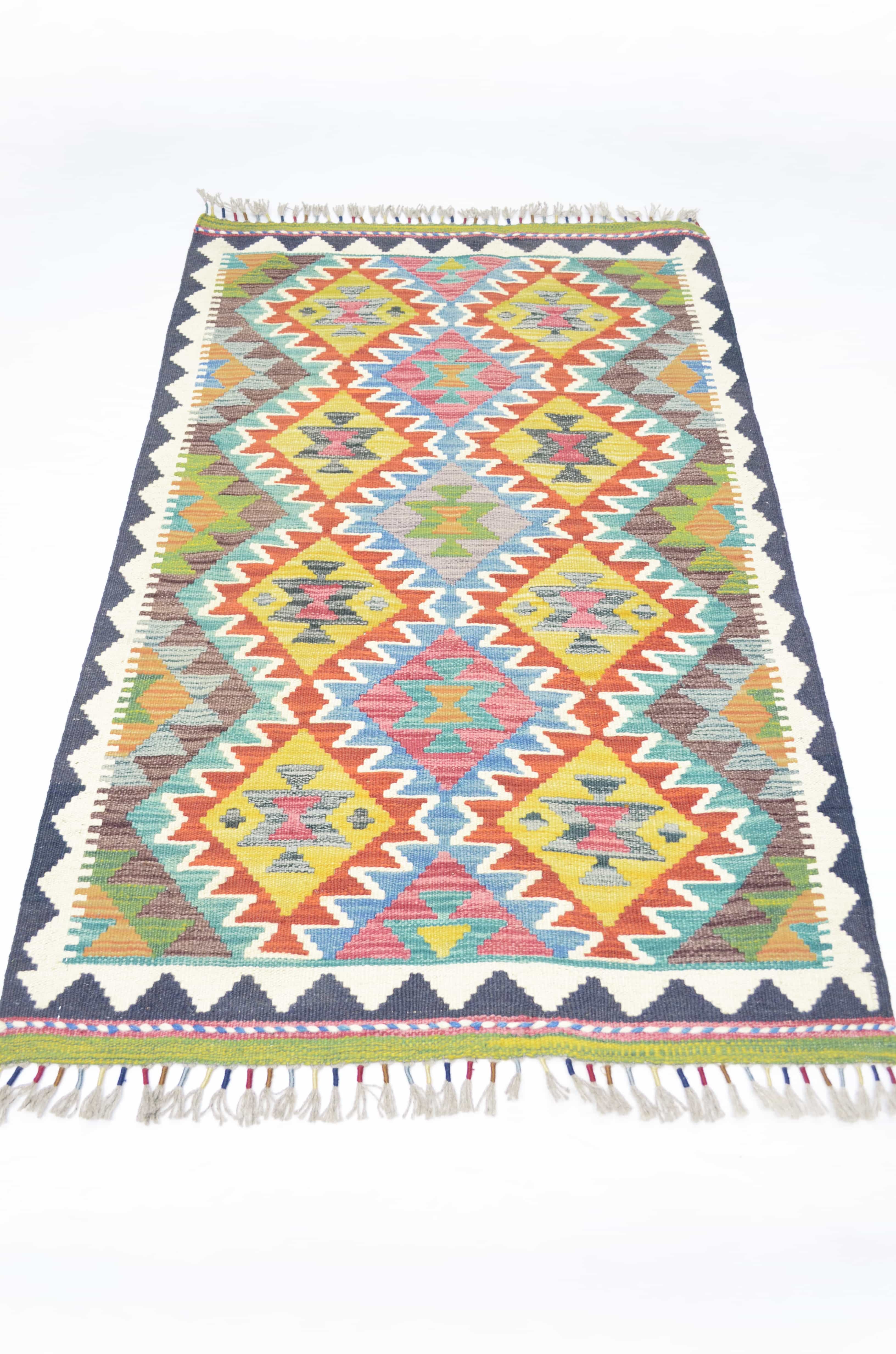 Yün İplikten El Dokuma Afgan Kilim 80x130 cm (1.04 m²)