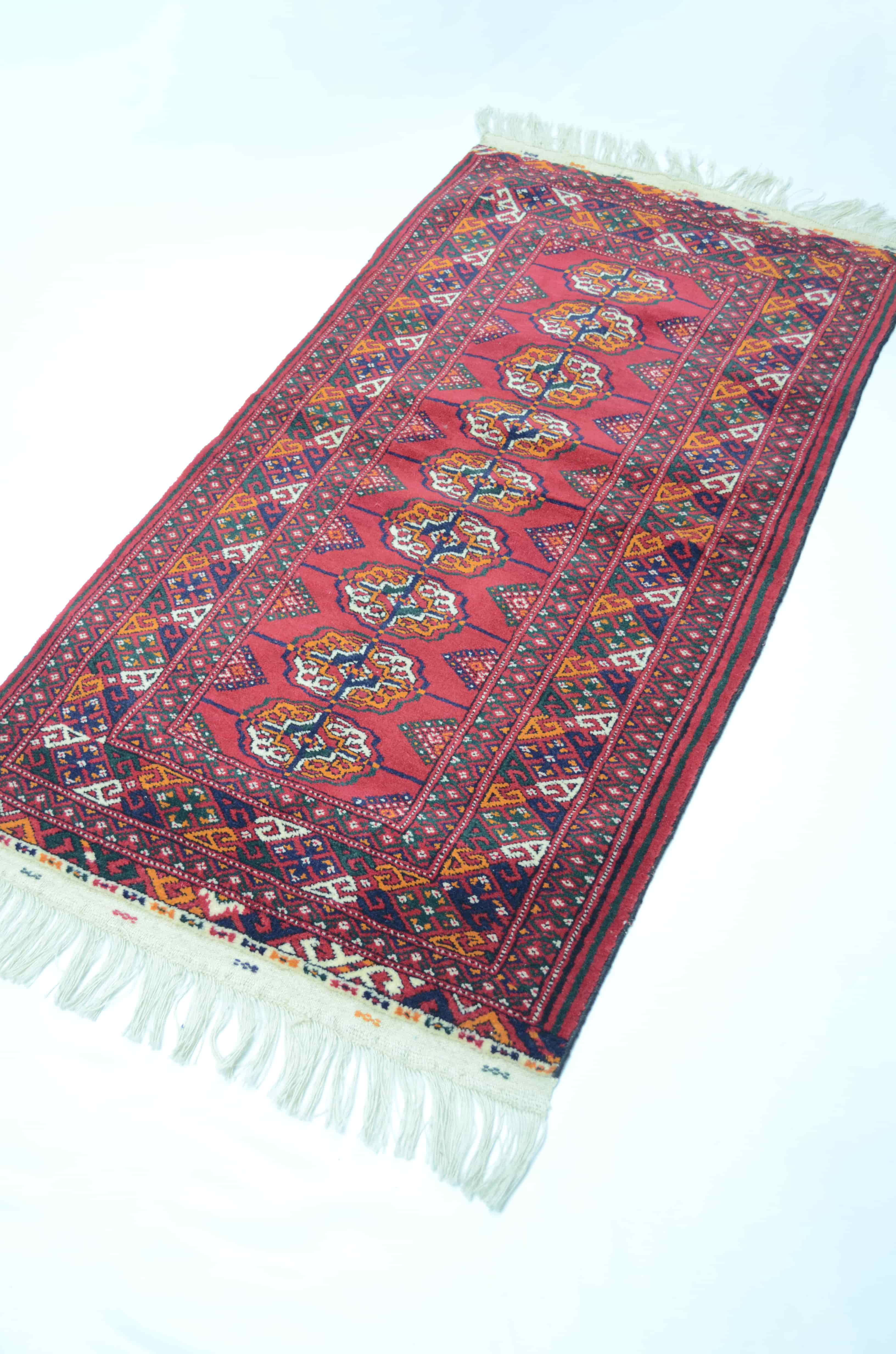 Geleneksel El Dokuma Türkmen Buhara Halısı 68x120 cm (0,8 m²)