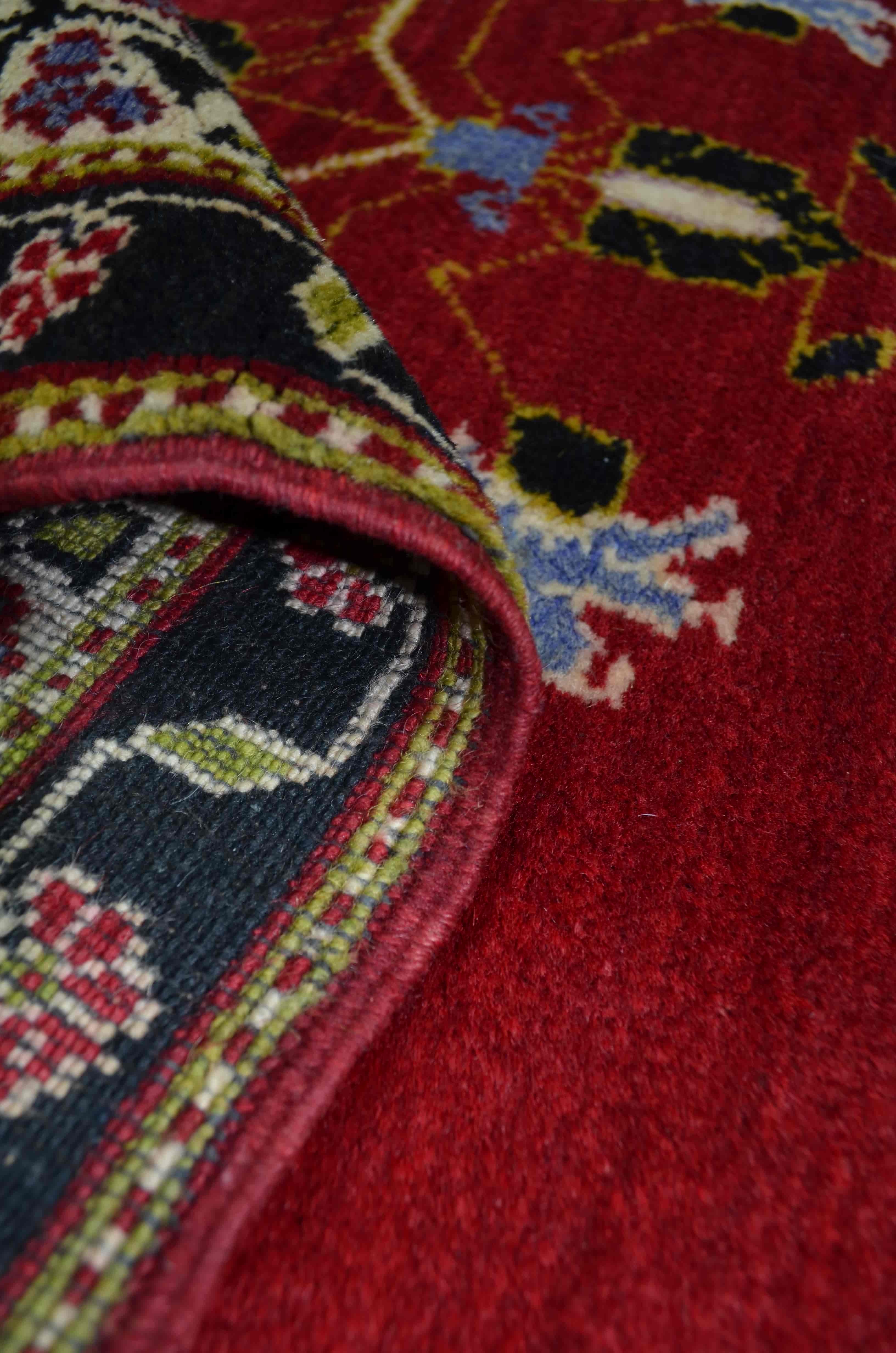 Vintage Konya Karapınar Halısı Kırmızı ve Lacivert Renk 119x237 cm (2.82 m²)