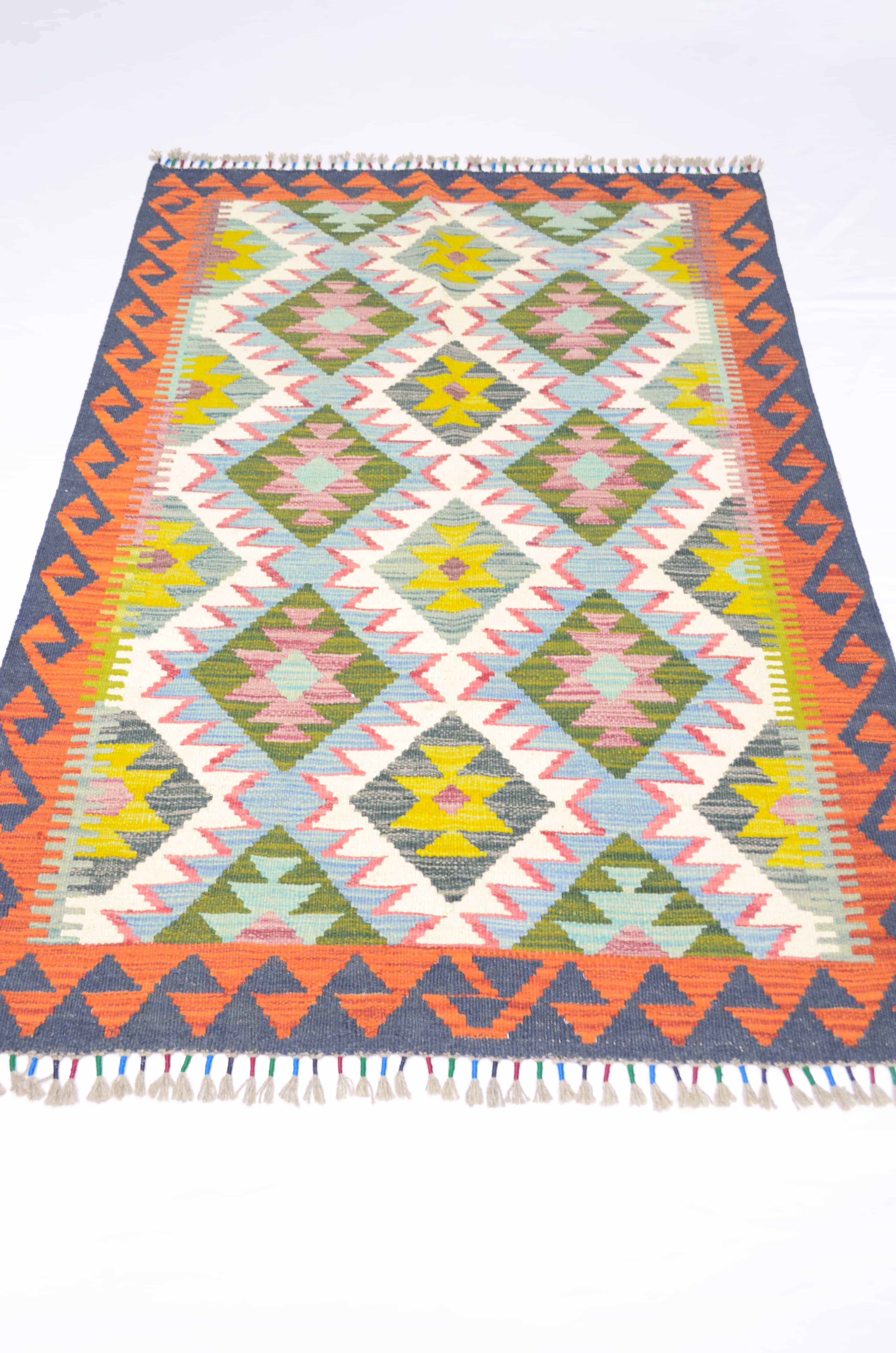 Yün İplikten El Dokuma Afgan Kilim 100x150 cm (1.5 m²)