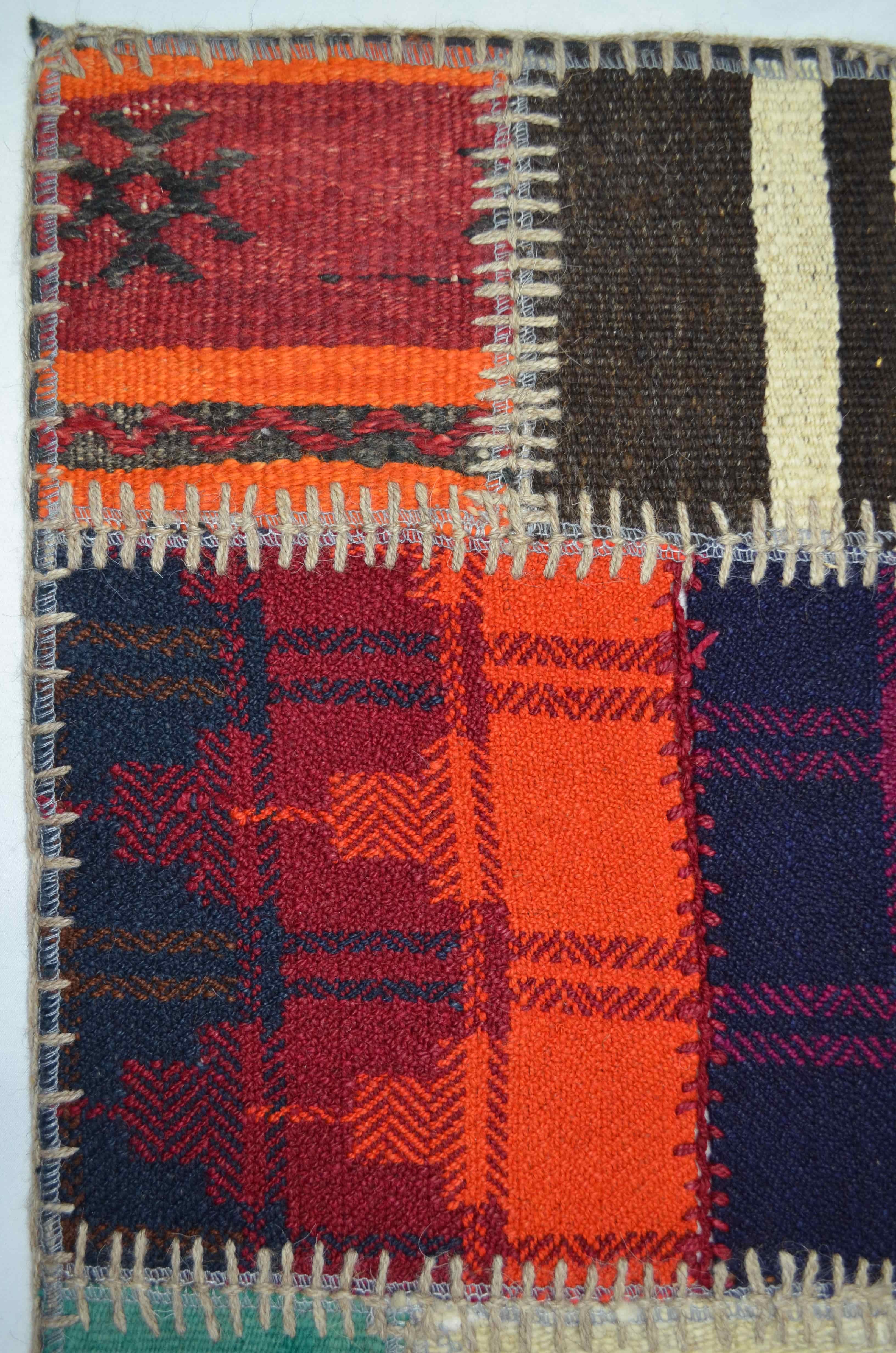 Patchwork El Dokuma Yün Kilim Karışık Renkli 102x103 cm (1.05 m²)