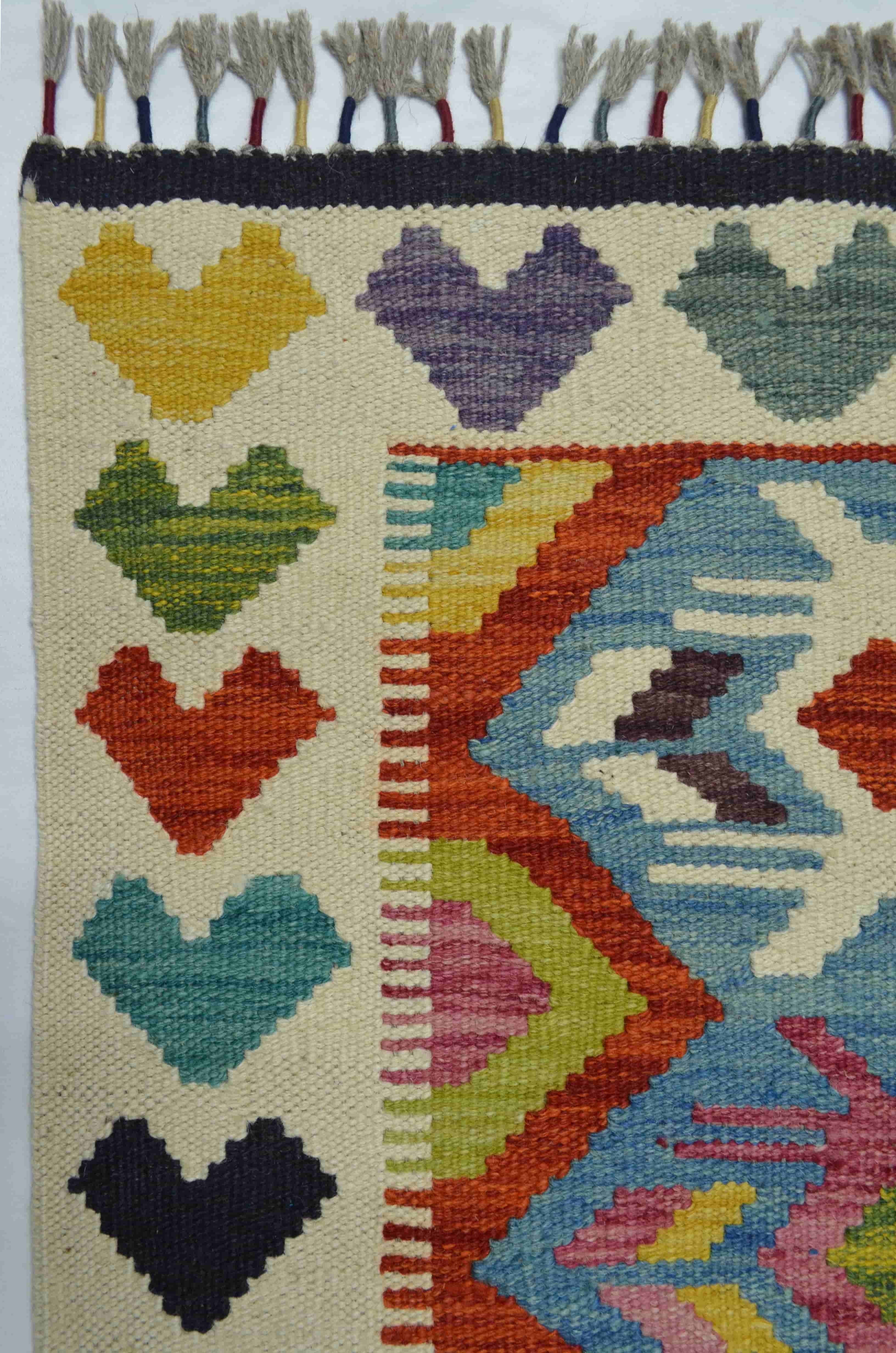 Yün İplikten El Dokuma Afgan Kilim 98x142 cm (1.39 m²)