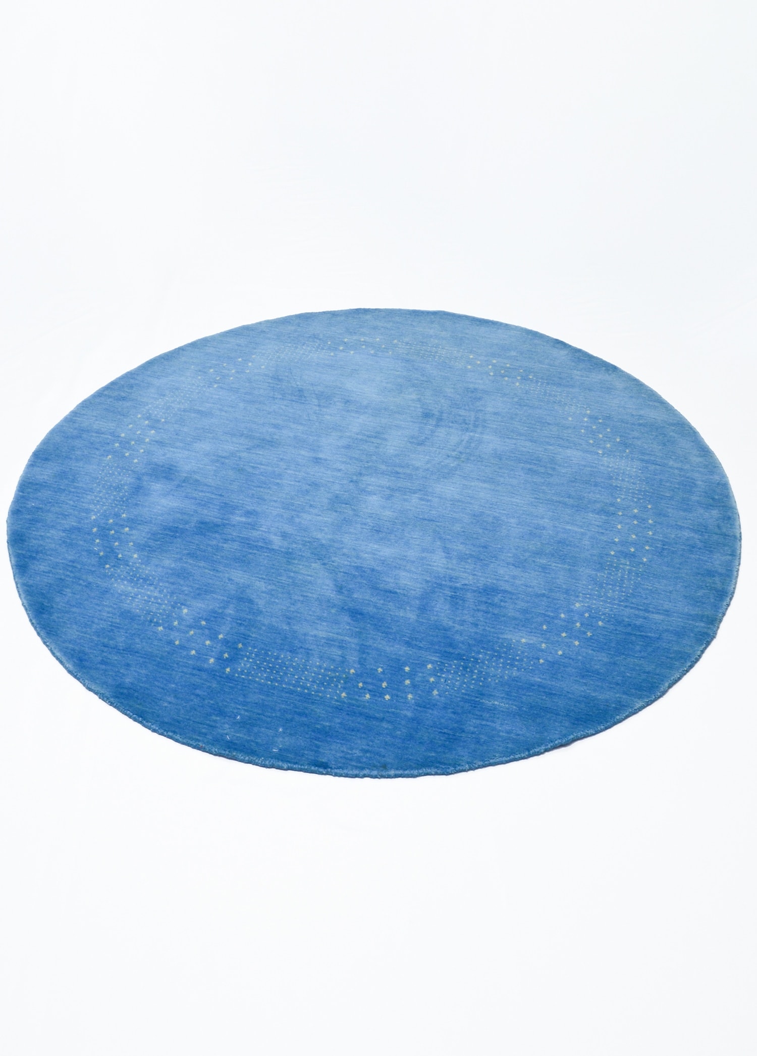 Lori Mavi Renk Modern Yuvarlak El Dokuma Halısı 150x150 cm (2.25 m²)