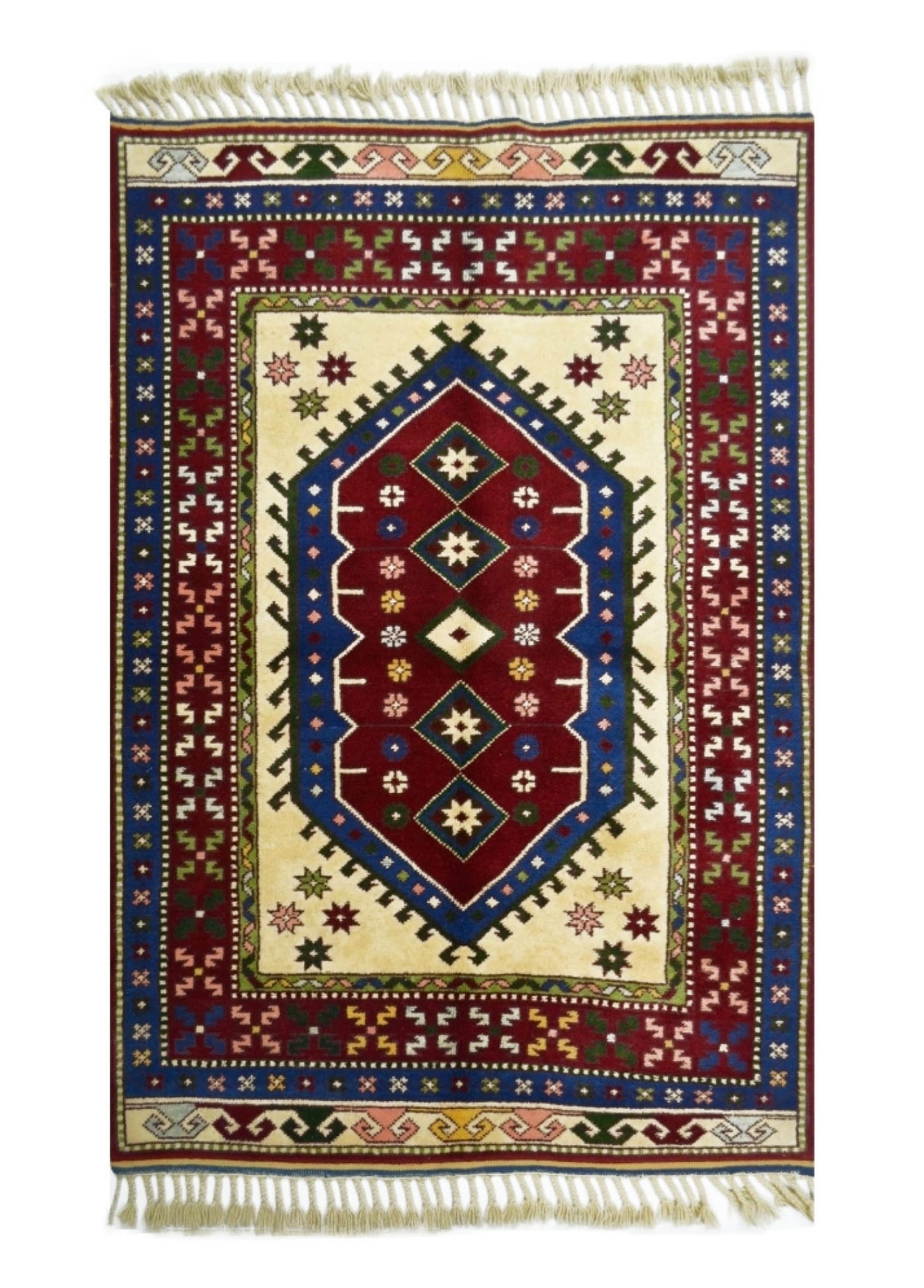 Orijinal Sümerbank Yörük Halısı Bej, Lacivert ve Bordo Renk 104x152 cm (1.58 m²)