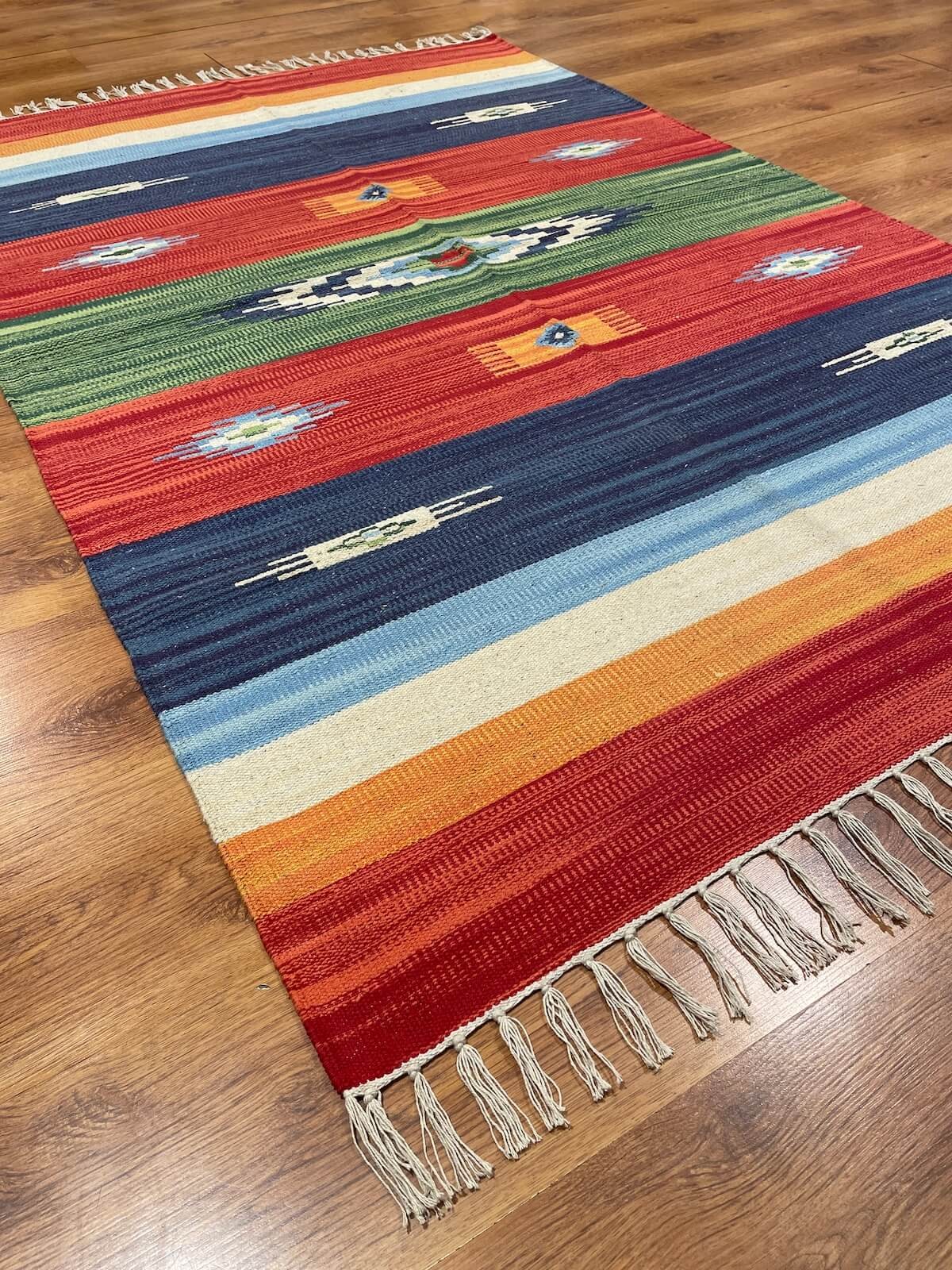 Etnik Desenli El Dokuma Pamuk Kilim (120x180 cm, 2.16 m²)